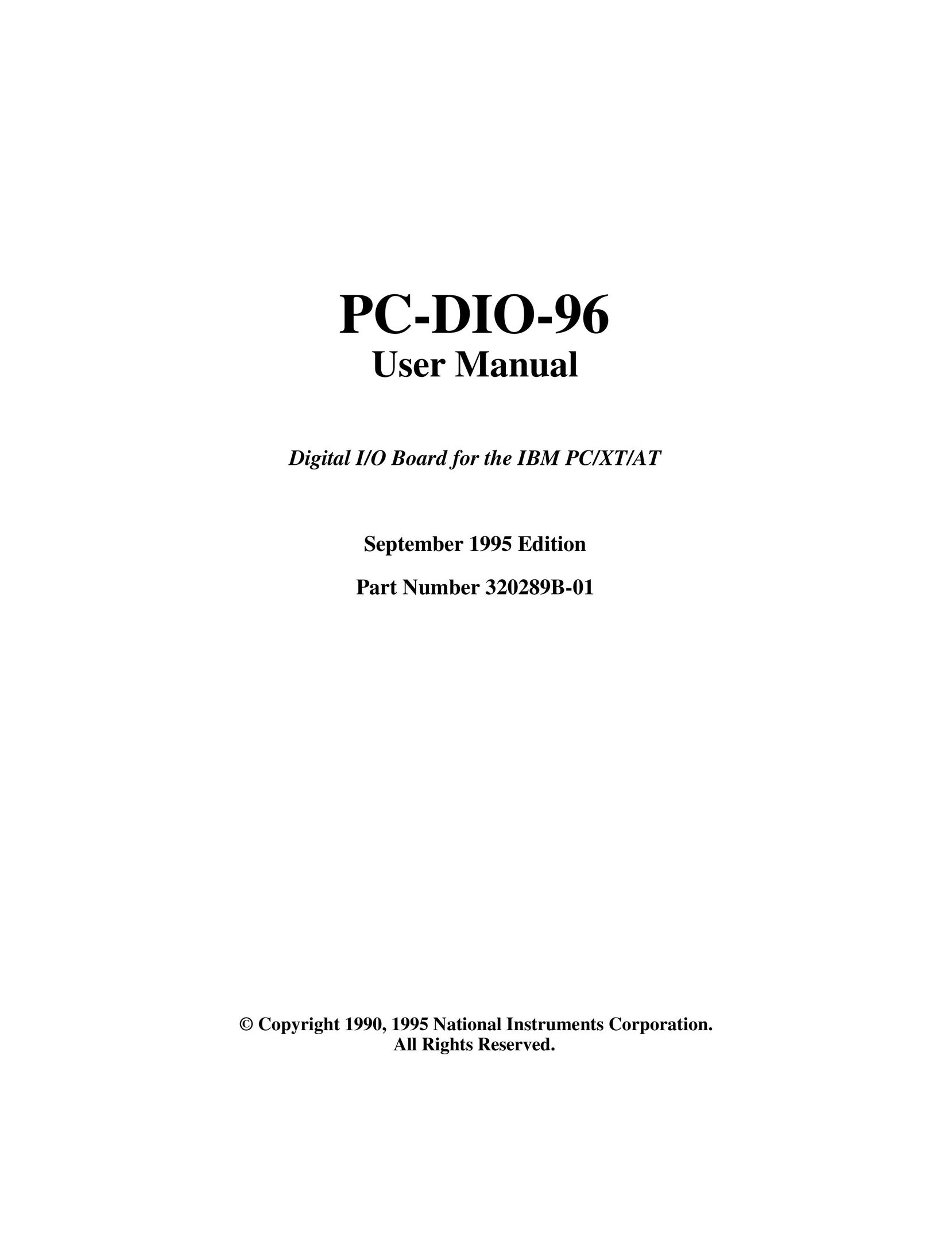 National Instruments PC-DIO-96 Switch User Manual
