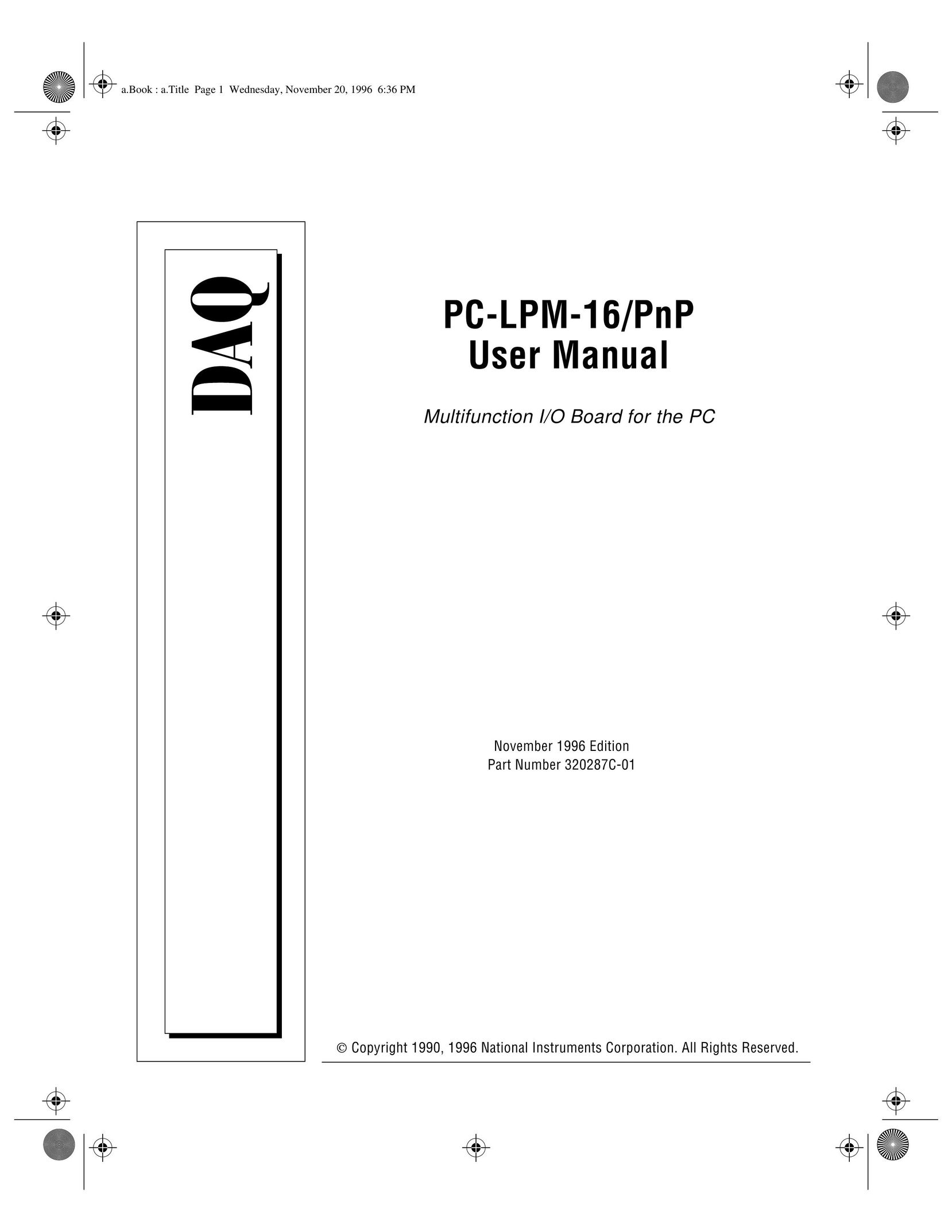 National Instruments PC-LPM-16/PnP Switch User Manual