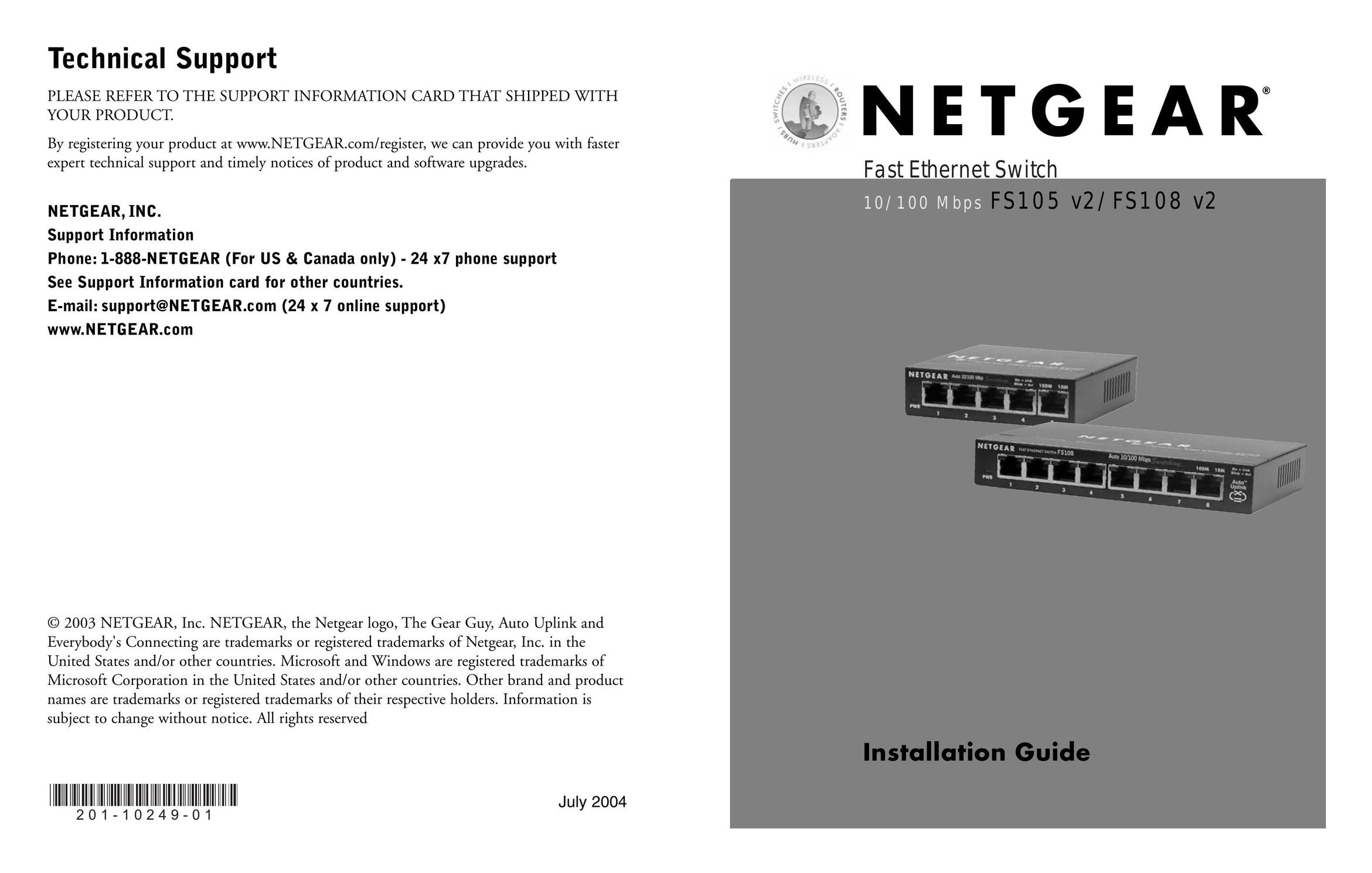 NETGEAR FS108 V2 Switch User Manual
