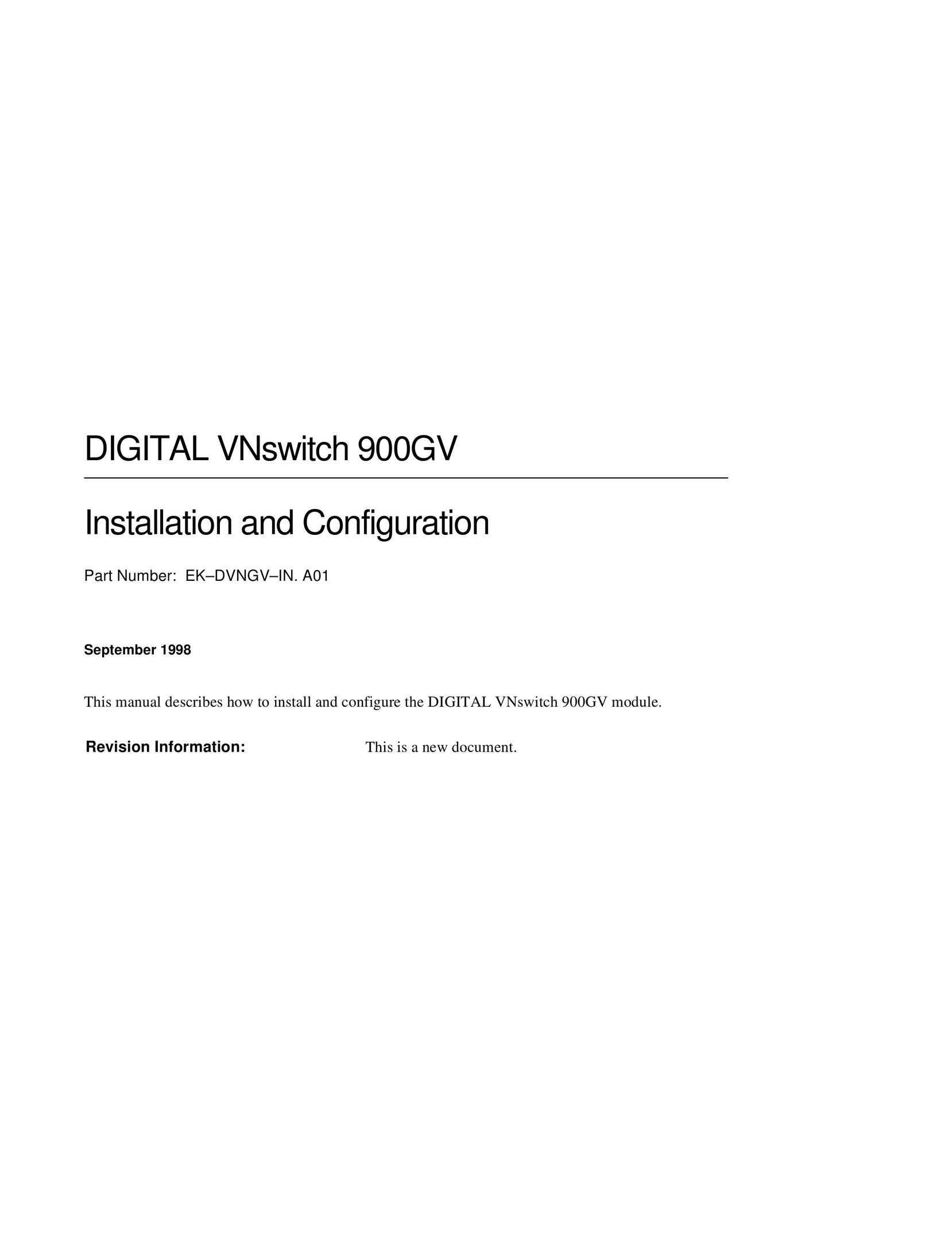 Network Technologies 900GV Switch User Manual