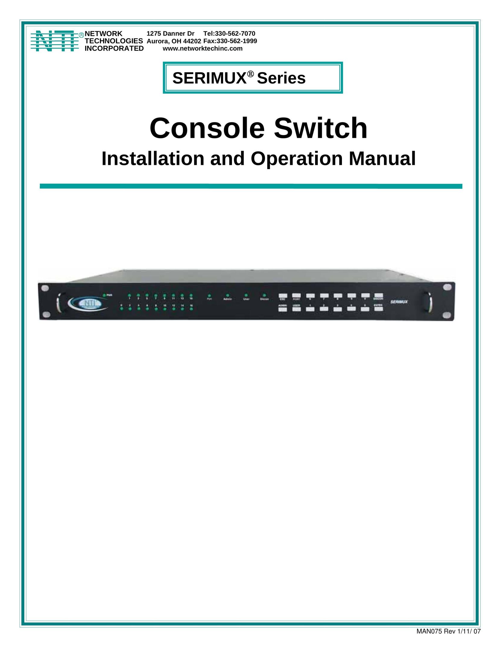 Network Technologies Console Switch Switch User Manual