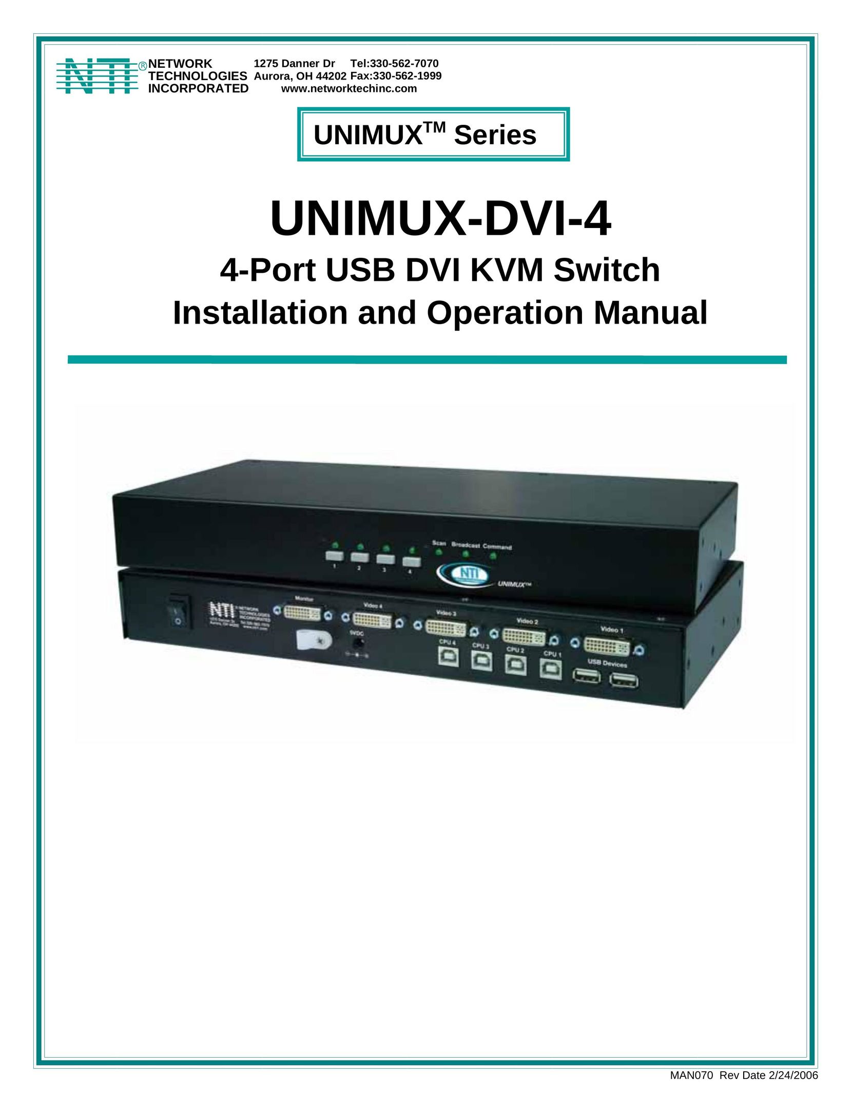 Network Technologies DVI-4 Switch User Manual