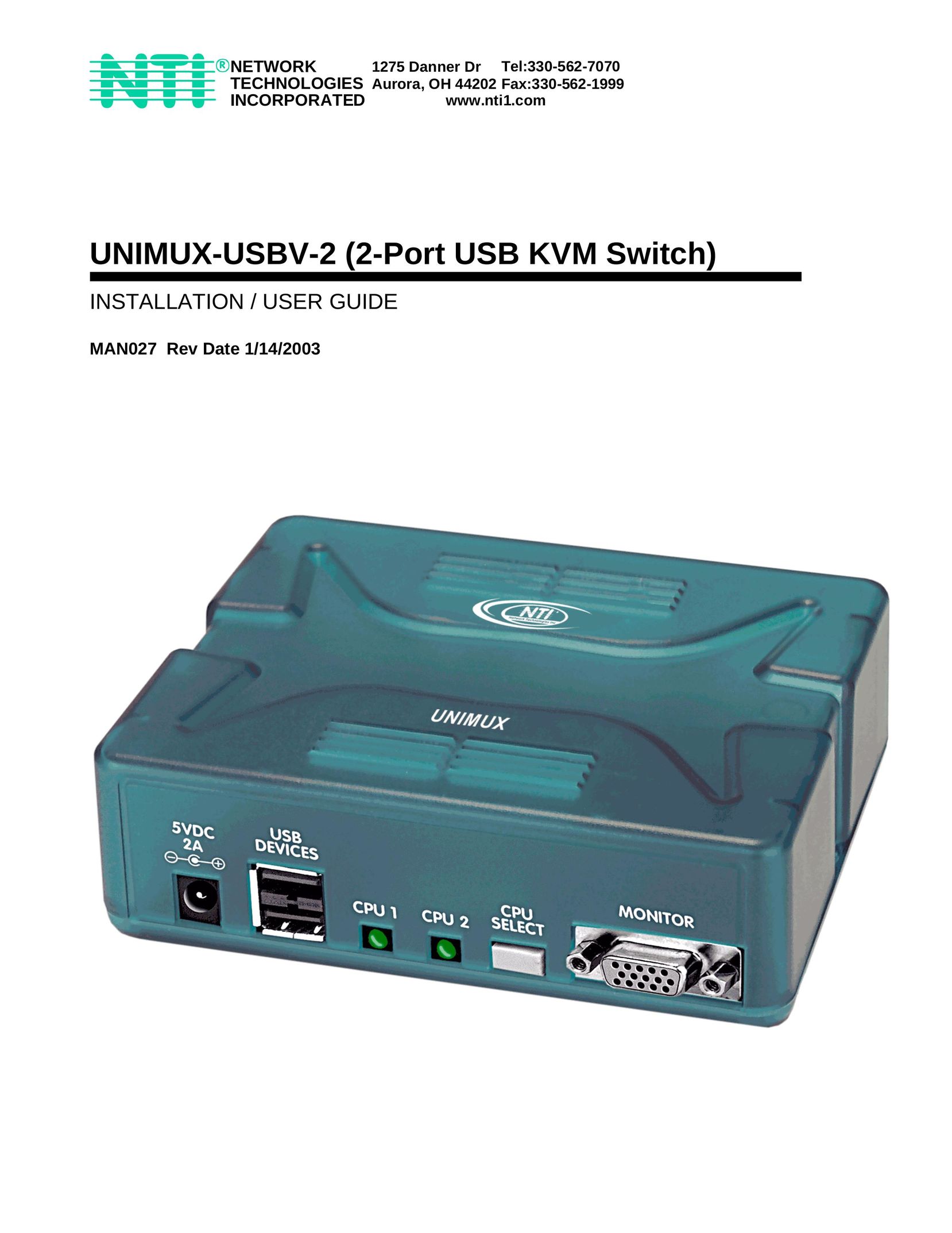Network Technologies MAN027 Switch User Manual