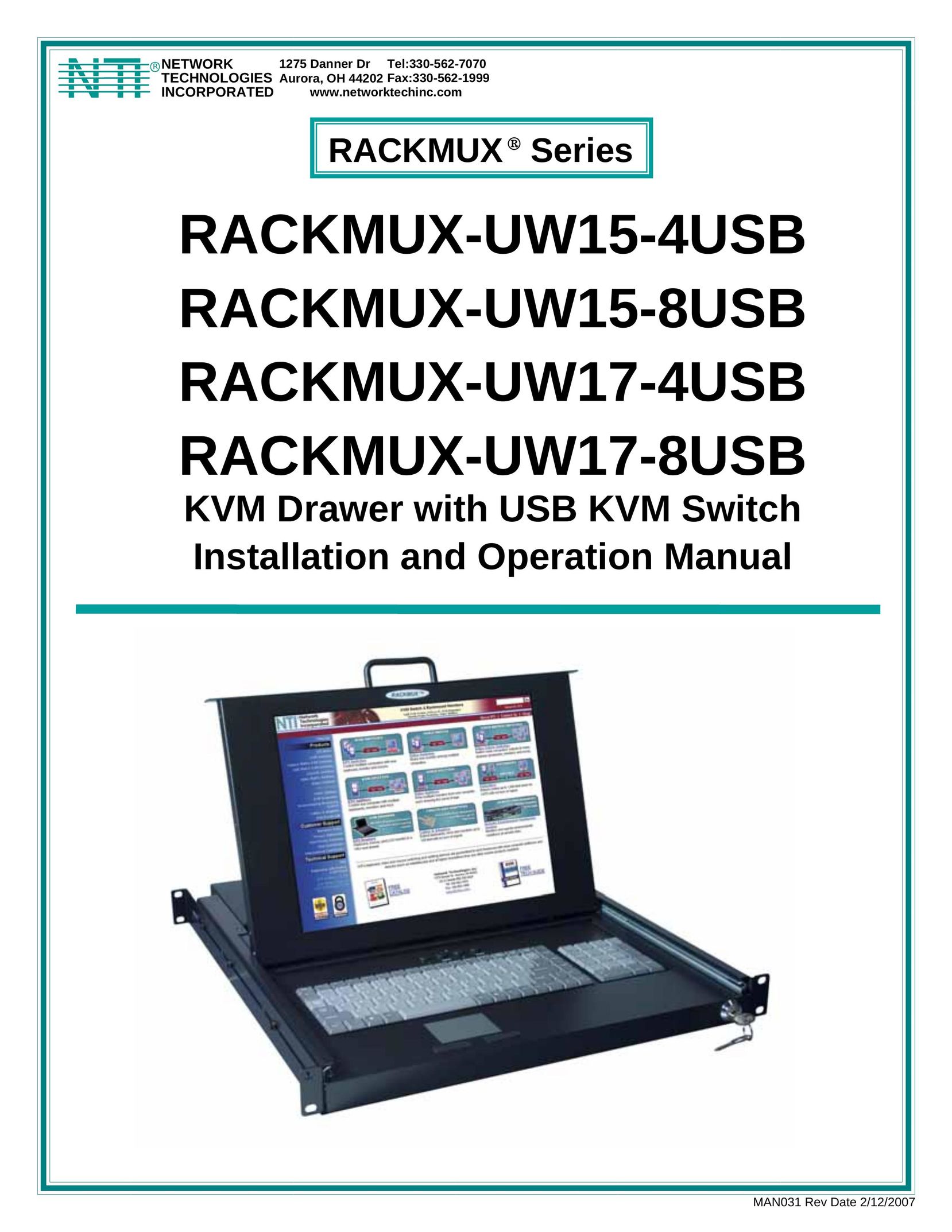 Network Technologies RACKMUX-UW15-4USB, RACKMUX-UW15-8USB, RACKMUX-UW17-4USB, RACKMUX-UW17-8USB Switch User Manual