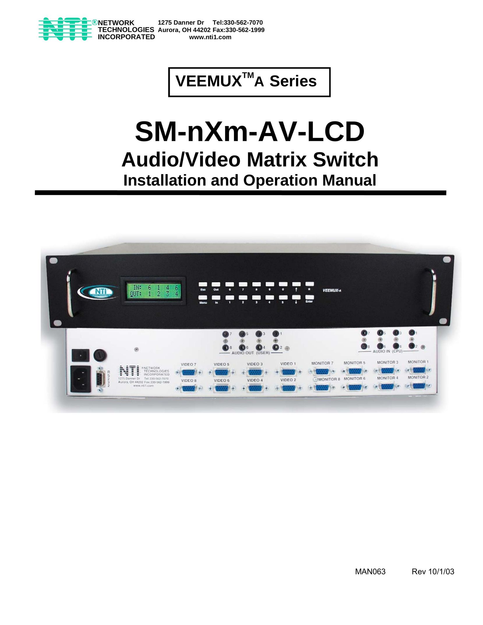 Network Technologies SM-nXm-AV-LCD Switch User Manual