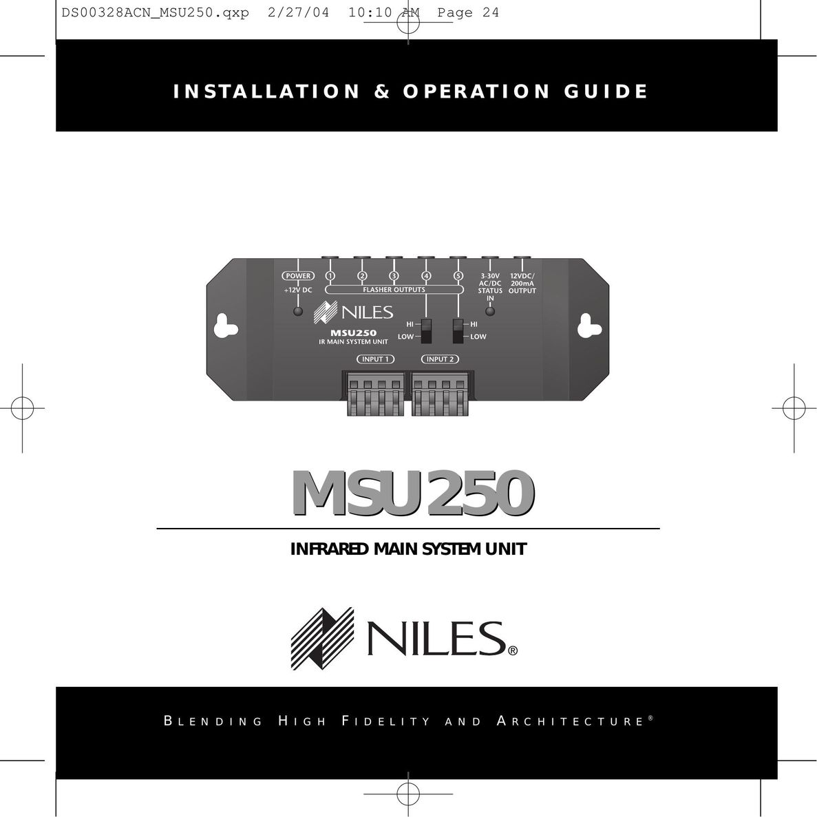 Niles Audio MSU250 Switch User Manual