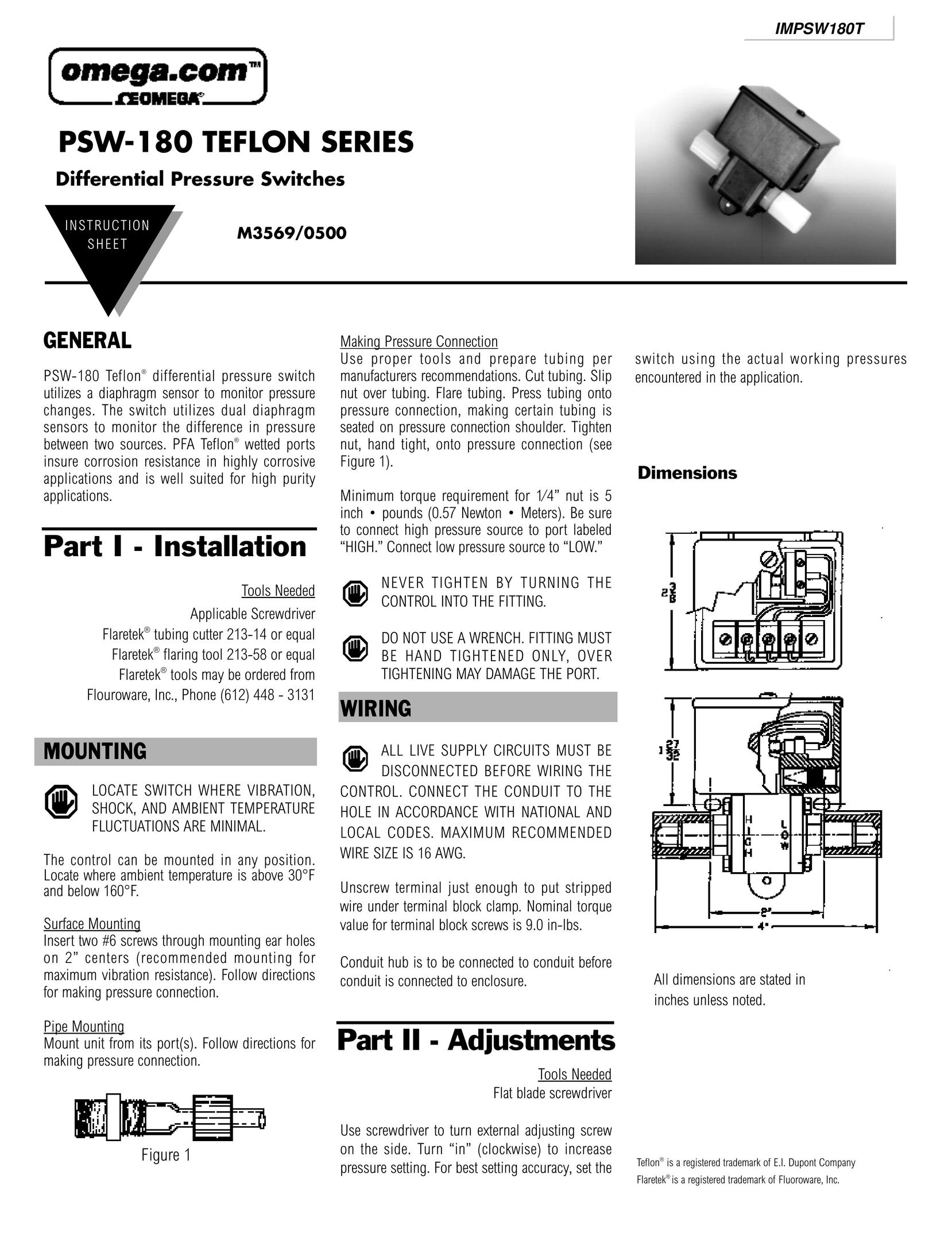 Omega PSW-180 Switch User Manual