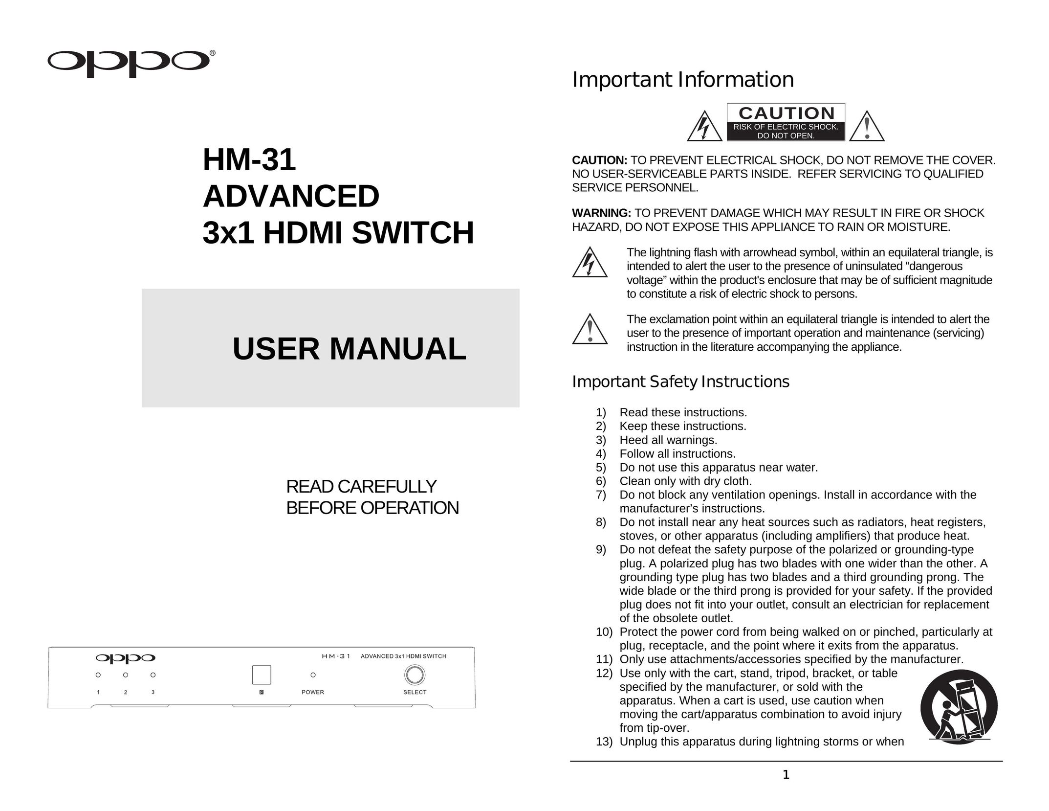 OPPO Digital HM-31 Switch User Manual