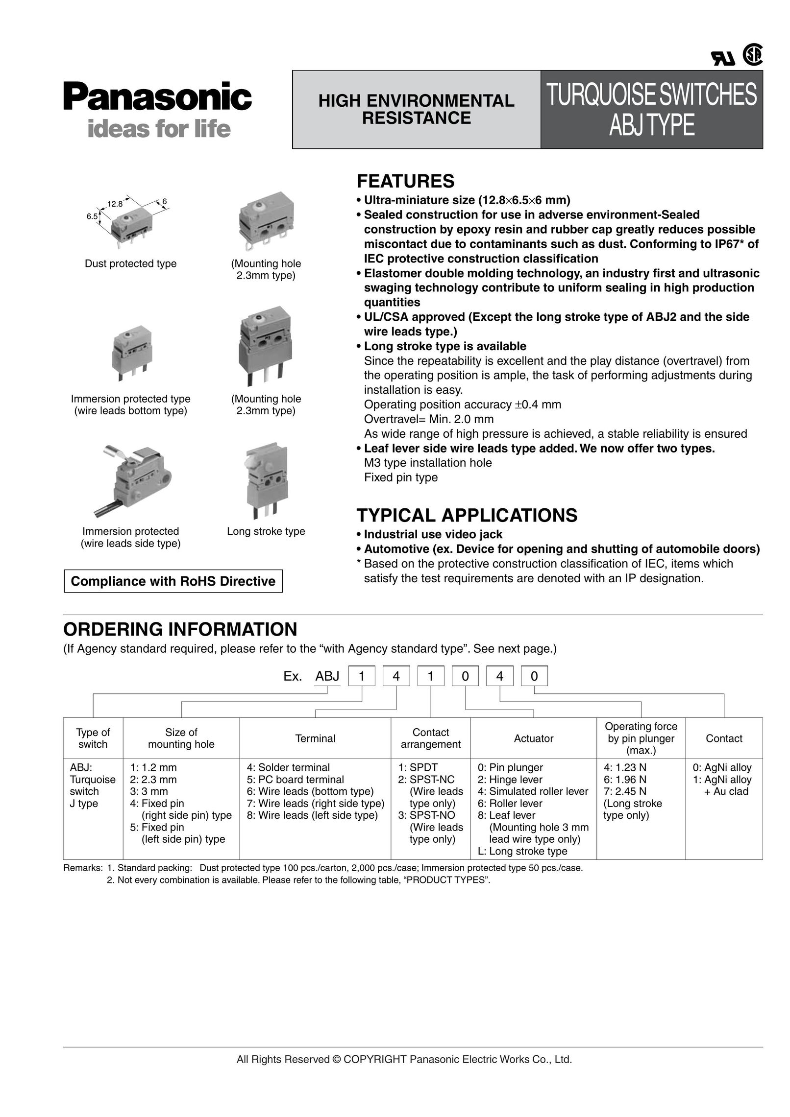 Panasonic ABJ Switch User Manual