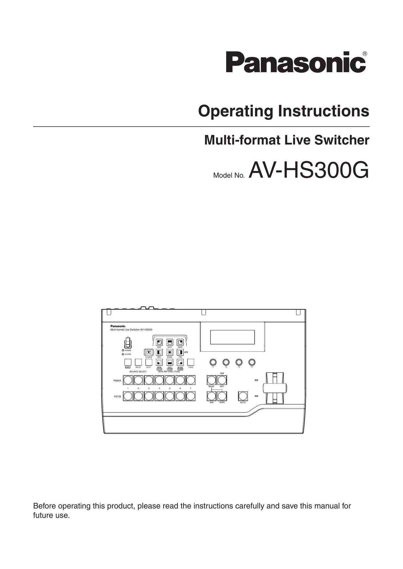 Panasonic AV-HS300G Switch User Manual
