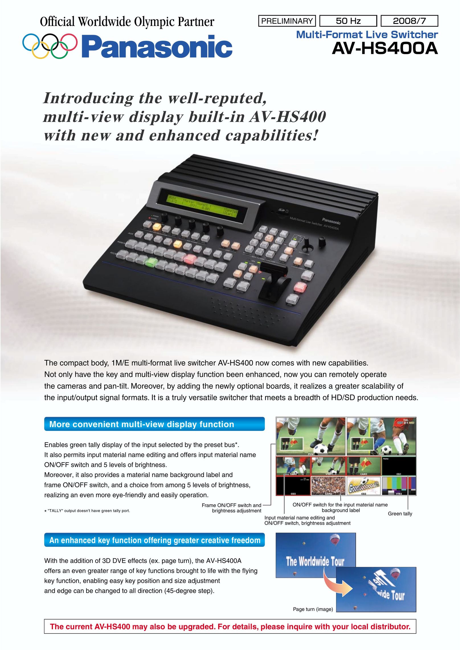 Panasonic AV-HS400A Switch User Manual