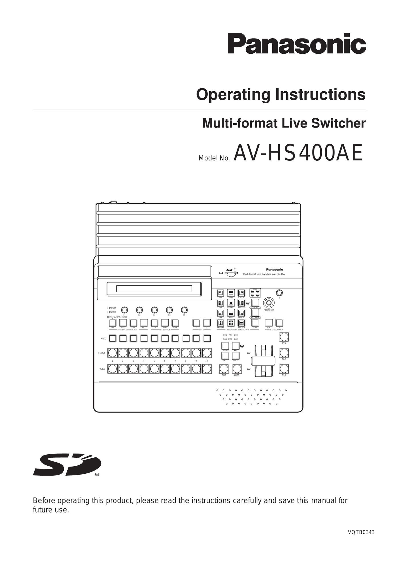 Panasonic AV-HS400AE Switch User Manual