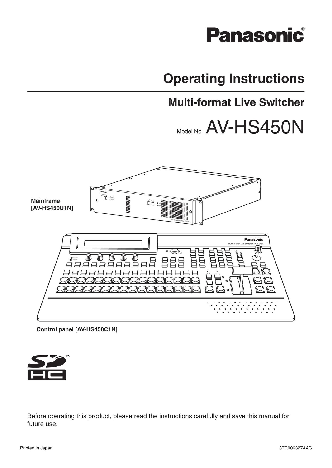Panasonic AV-HS450N Switch User Manual