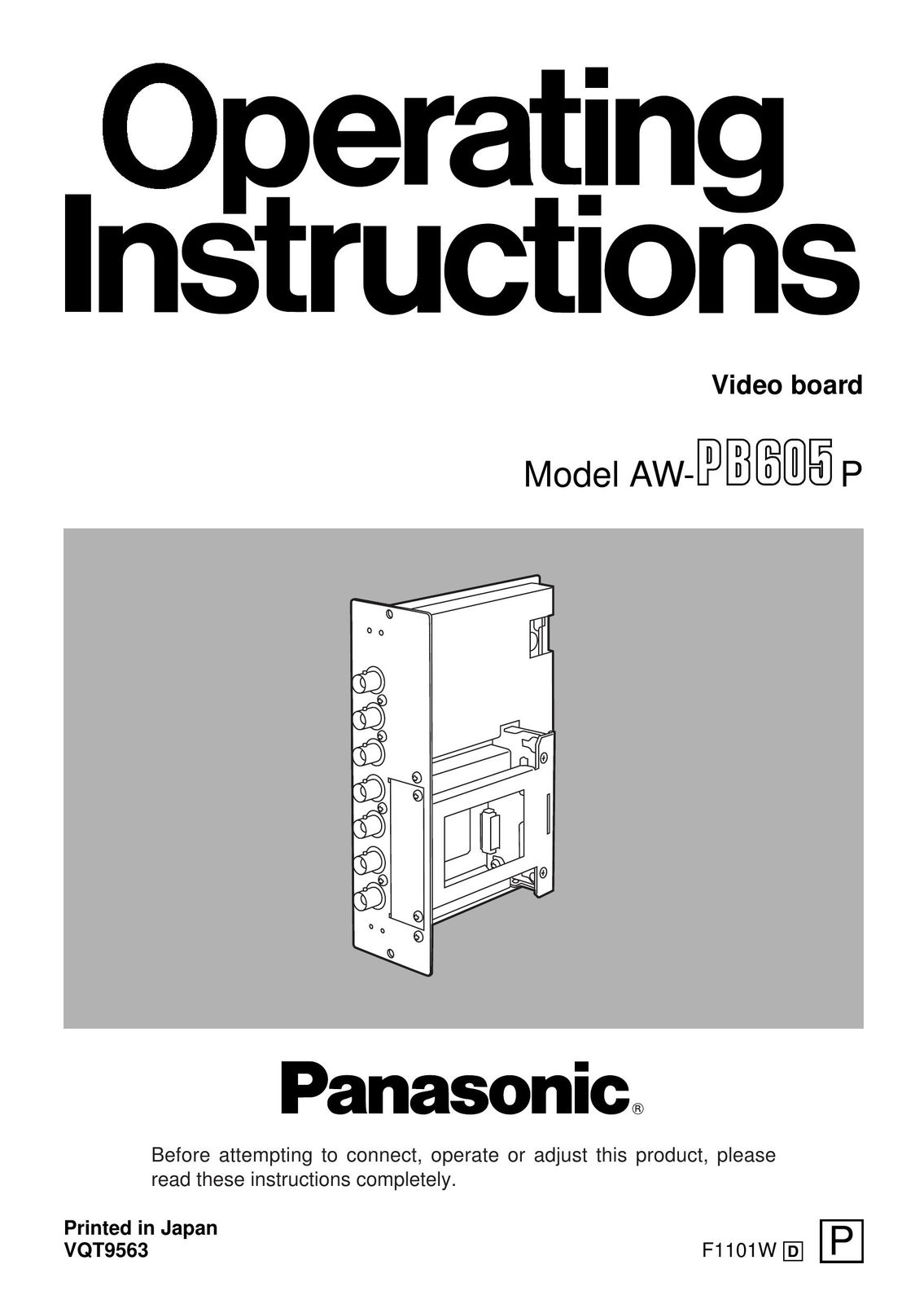 Panasonic AW-PB605P Switch User Manual