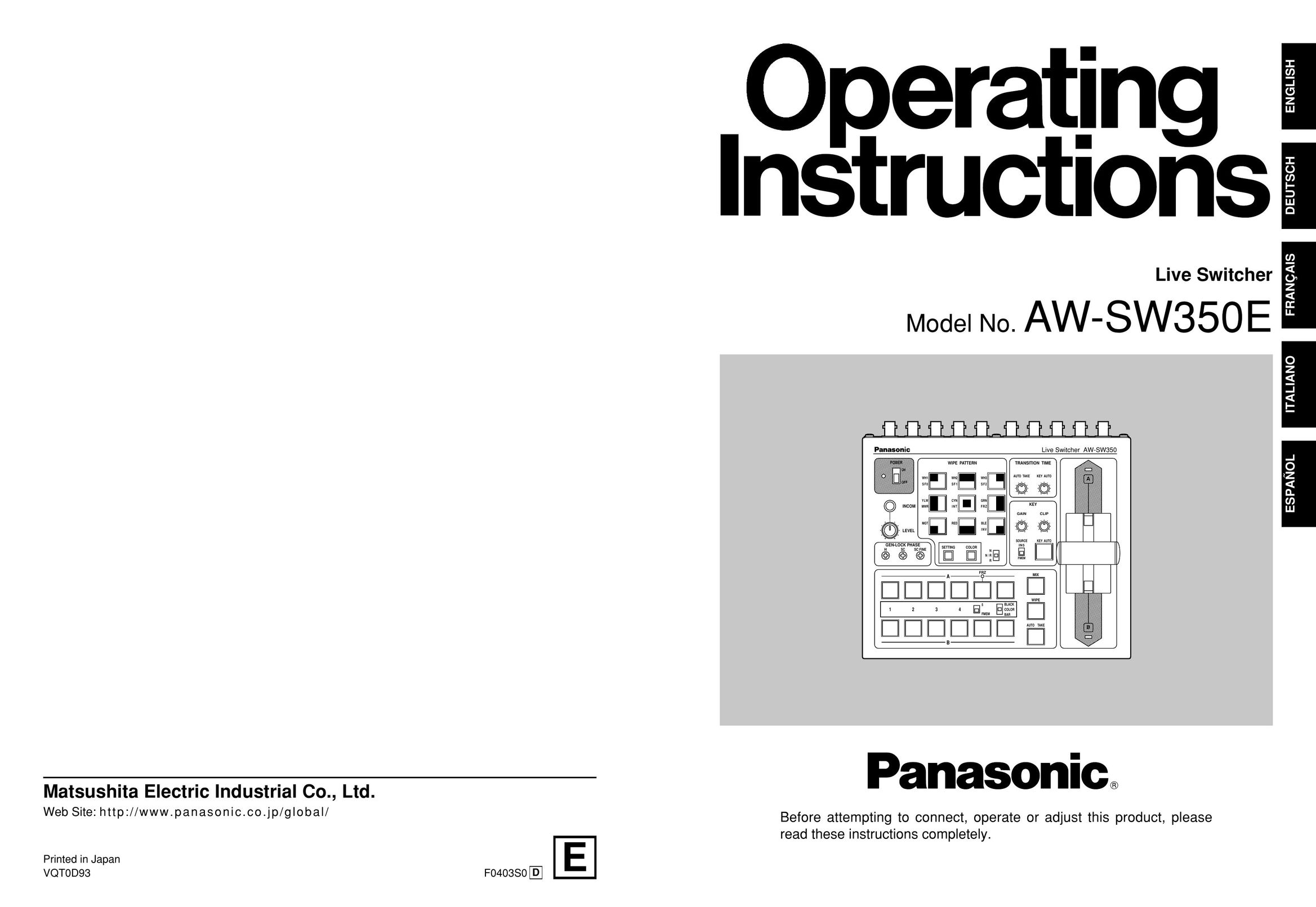 Panasonic AW-SW350E Switch User Manual