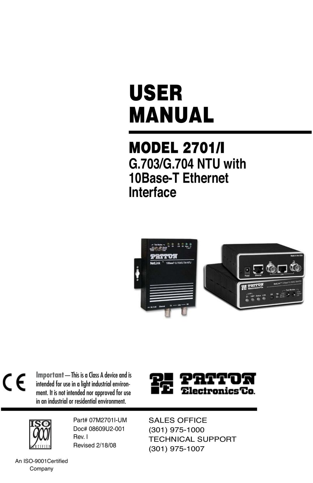 Patton electronic 2701/I Switch User Manual