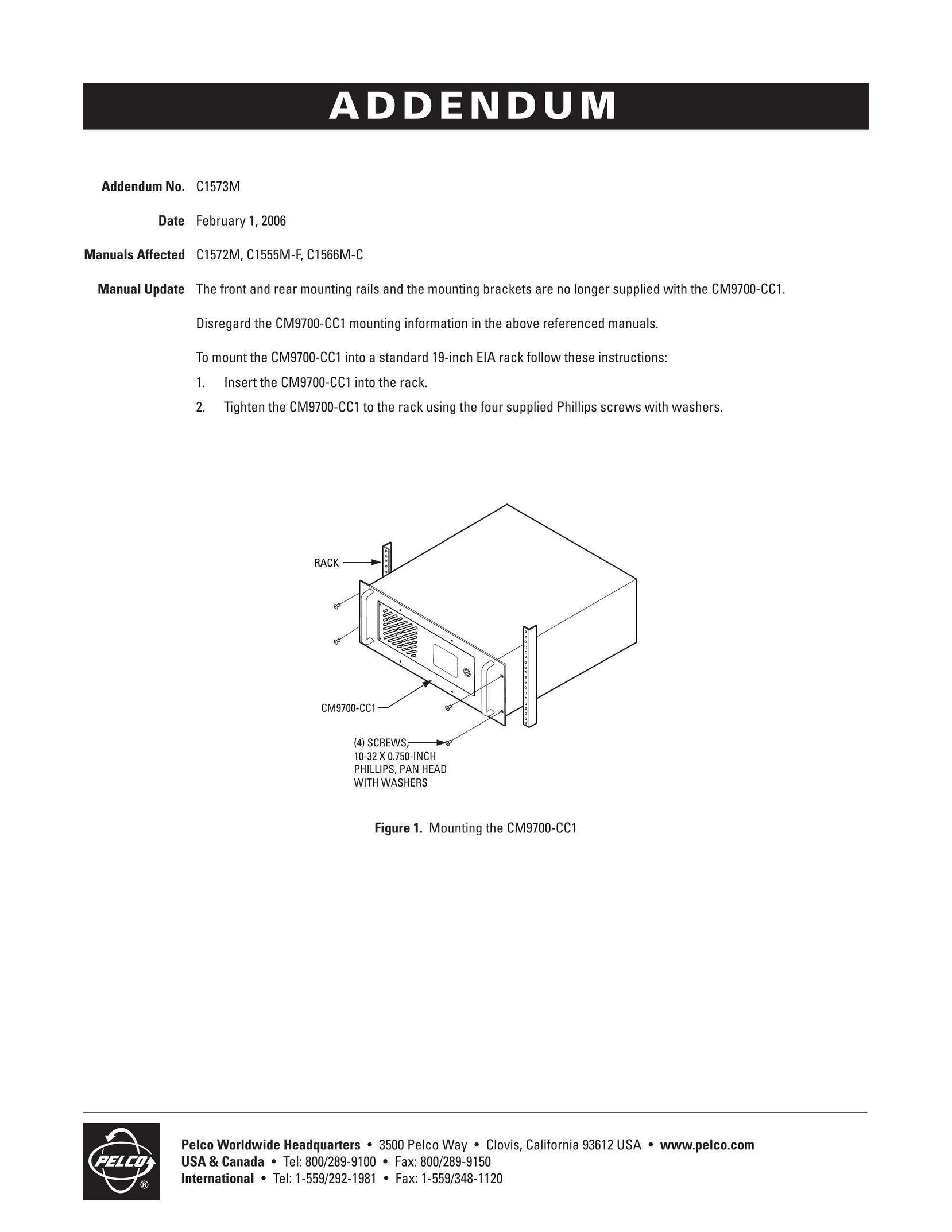 Pelco C1566M-C Switch User Manual