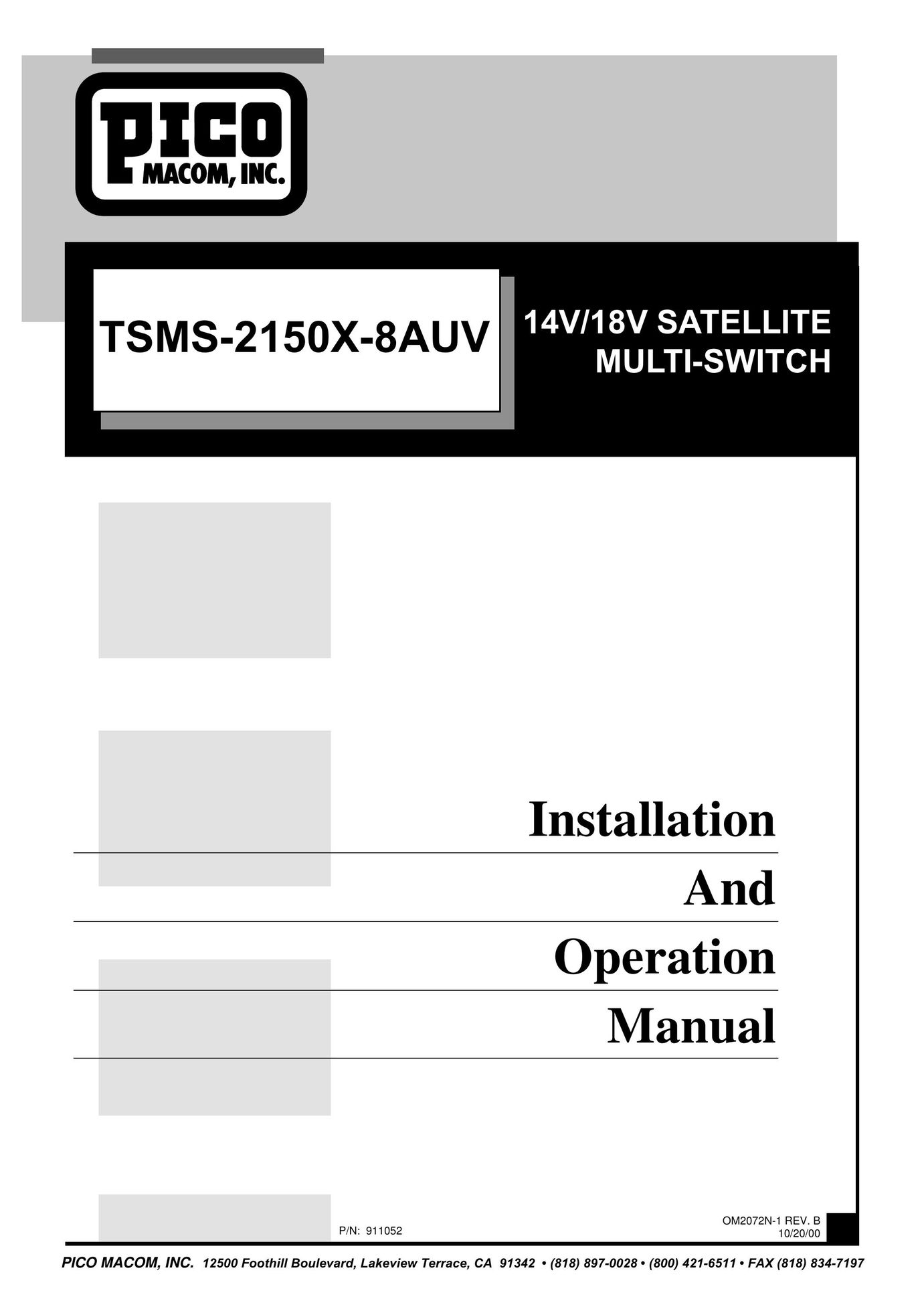 Pico Communications TSMS-2150X-8AUV Switch User Manual