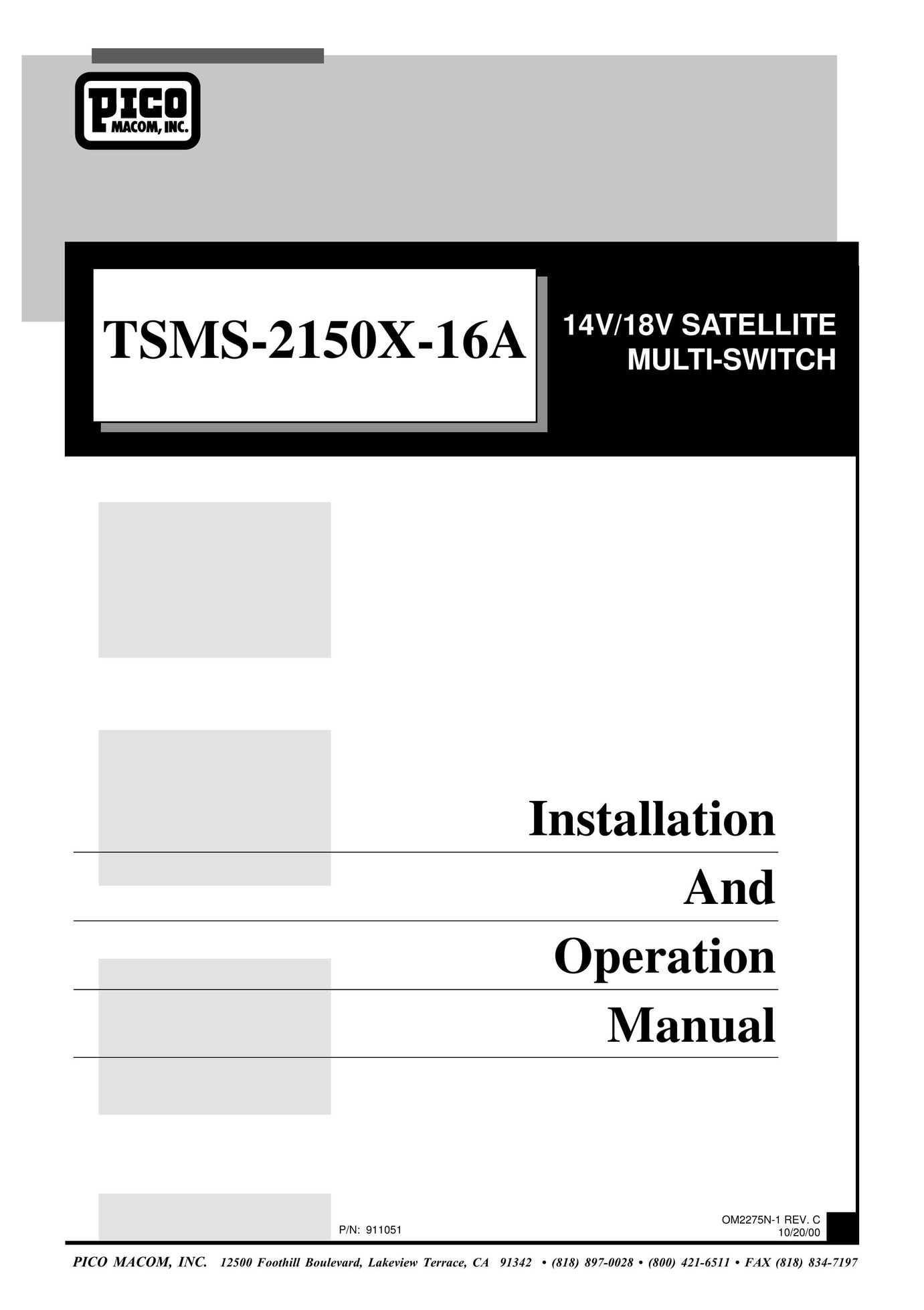 Pico Macom TSMS-16A Switch User Manual