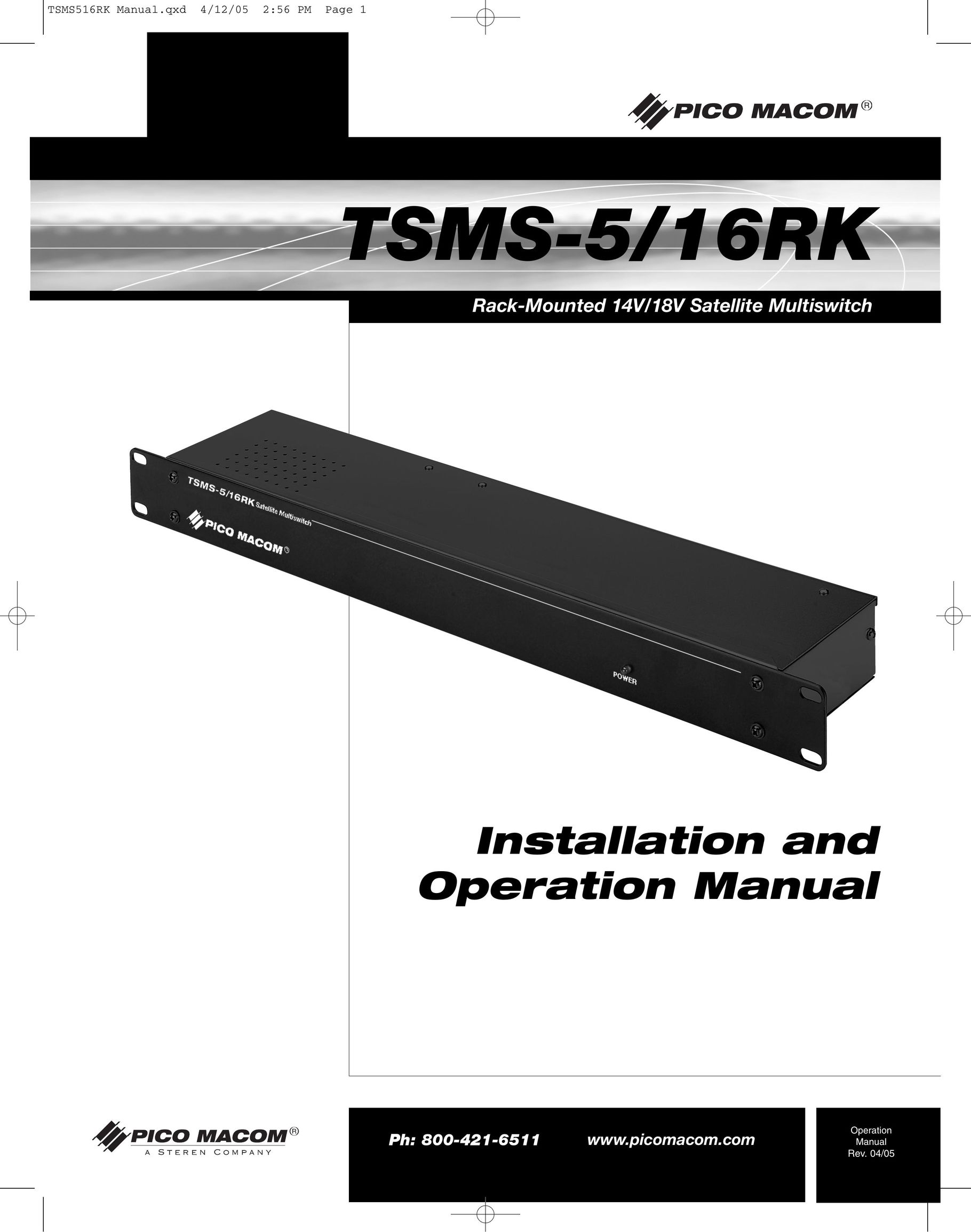 Pico Macom TSMS-5/16RK Switch User Manual