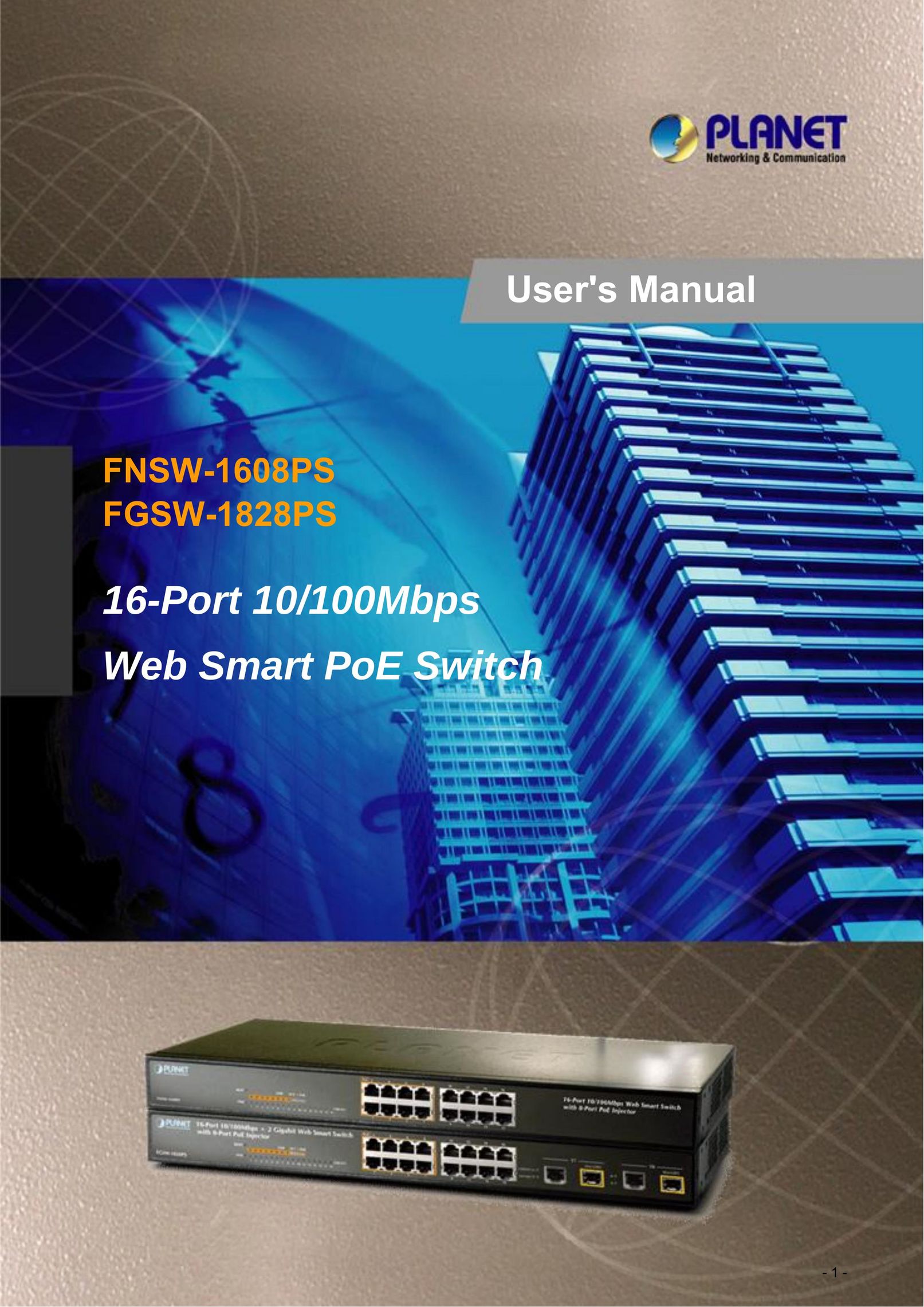Planet Technology FNSW-1608PS Switch User Manual