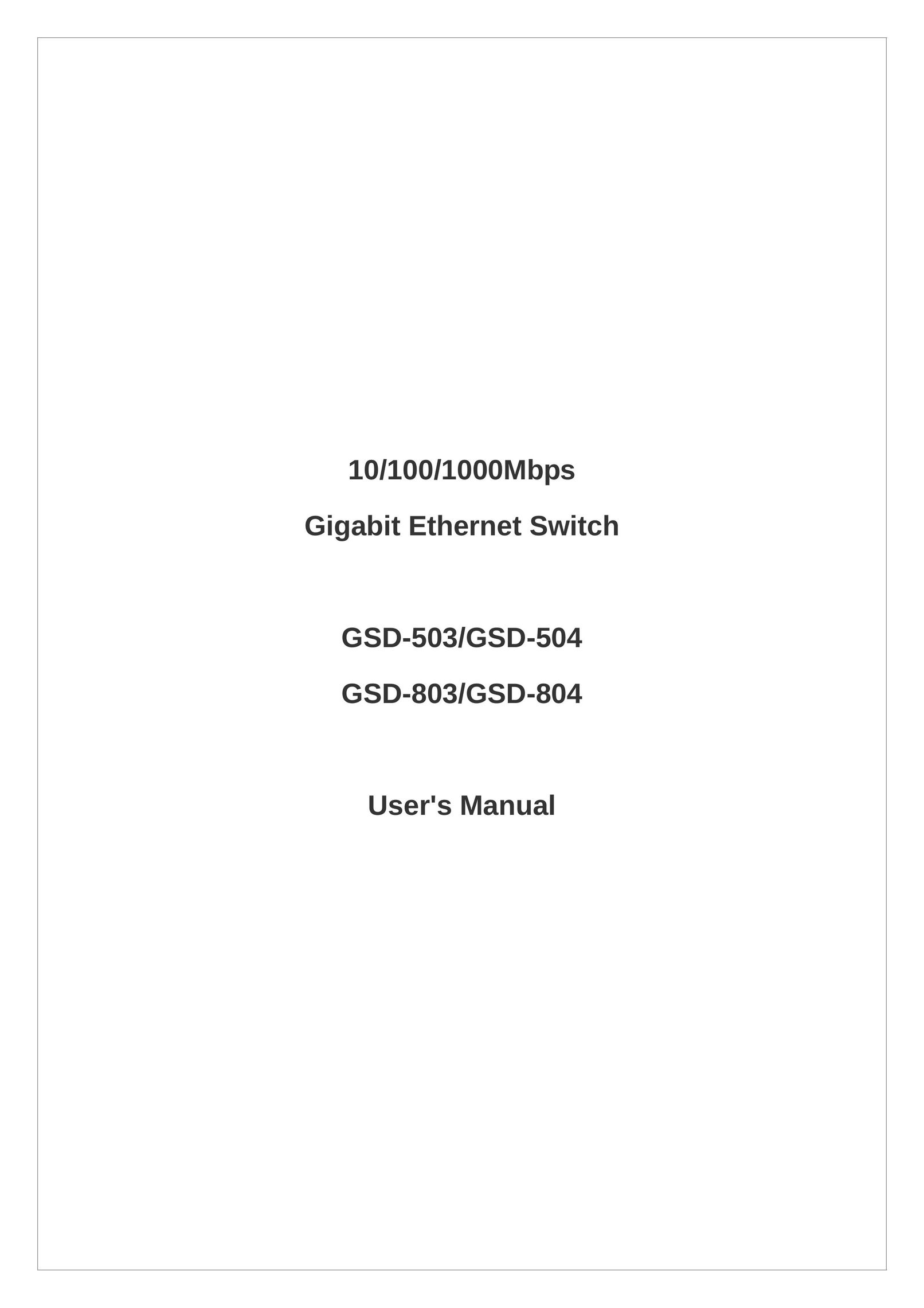 Planet Technology GSD-503 Switch User Manual