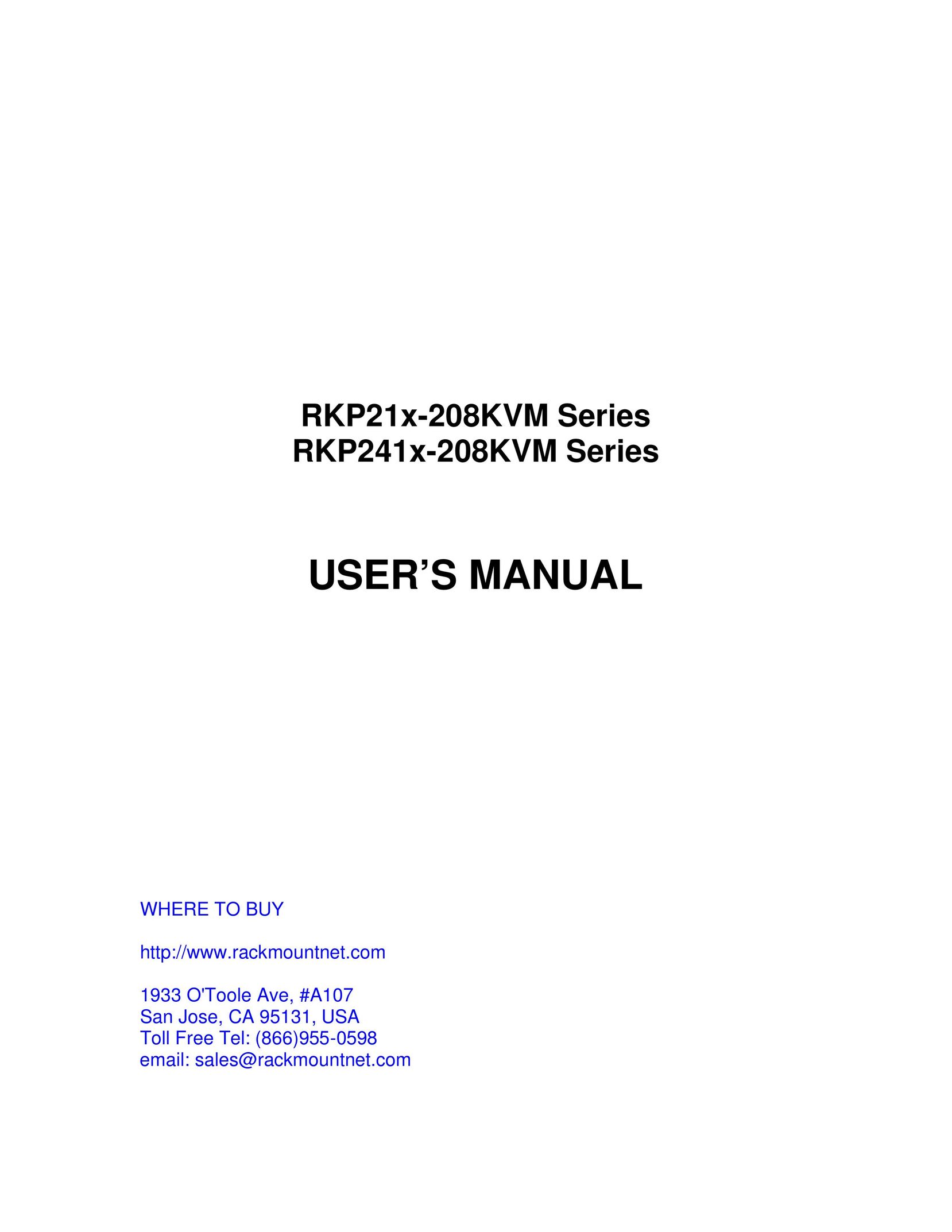 Rackmount Solutions RKP21x-208KVM Switch User Manual