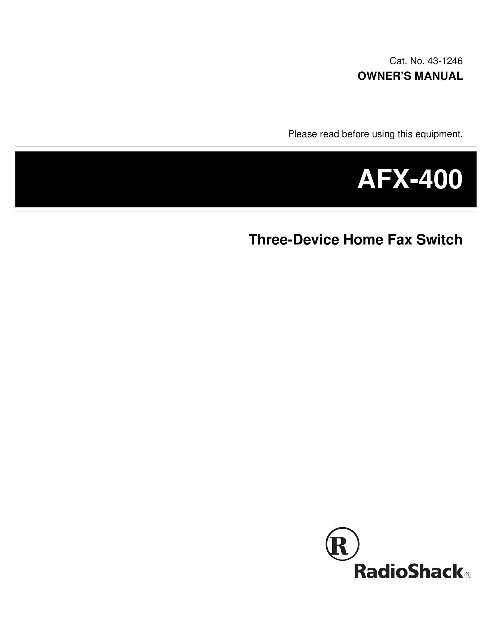Radio Shack AFX-400 Switch User Manual