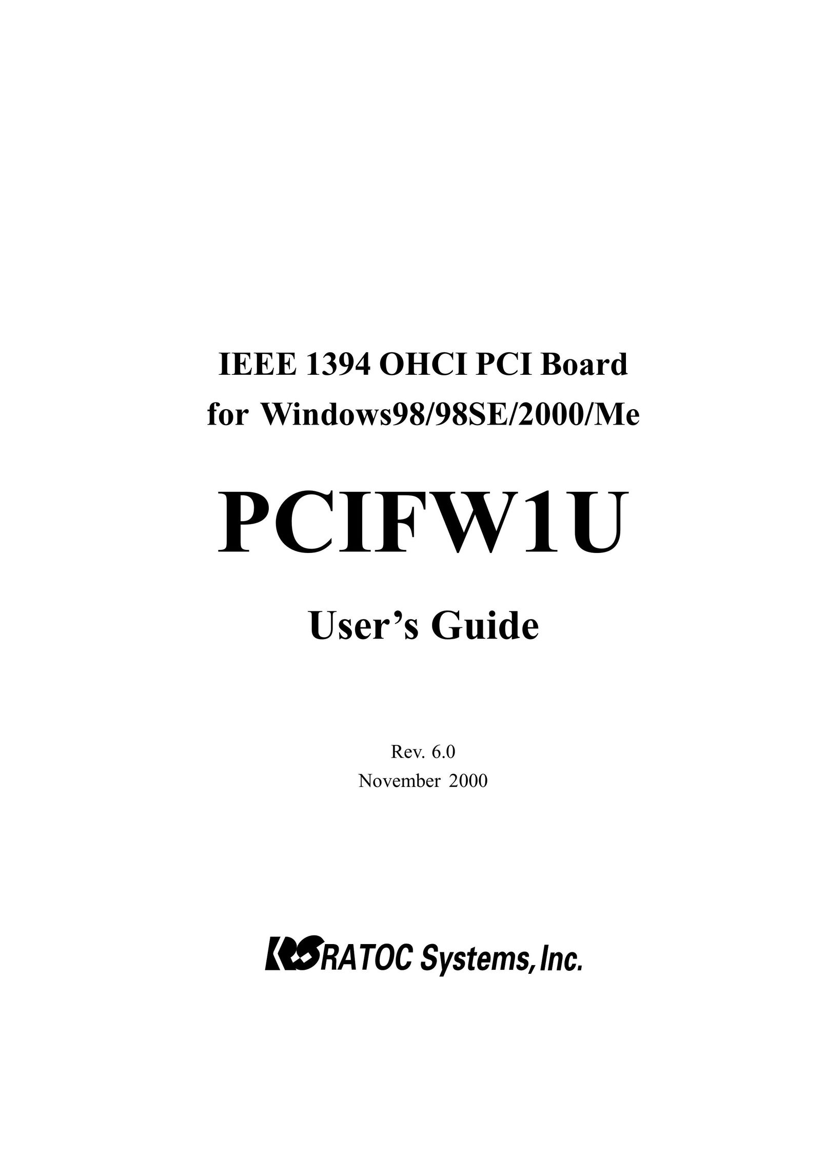 Ratoc Systems PCIFW1U Switch User Manual