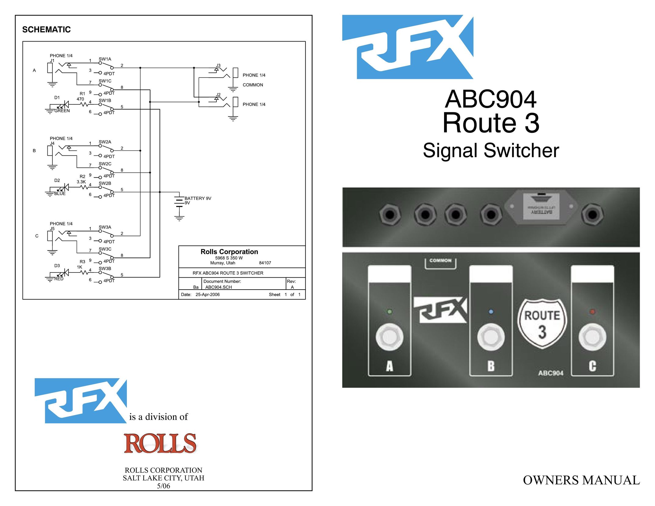 Rolls ABC904 Switch User Manual