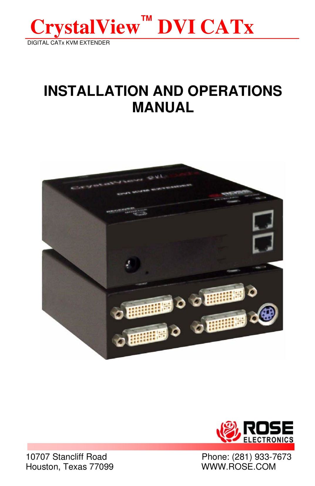 Rose electronic CRV-DLDTXUD1D Switch User Manual