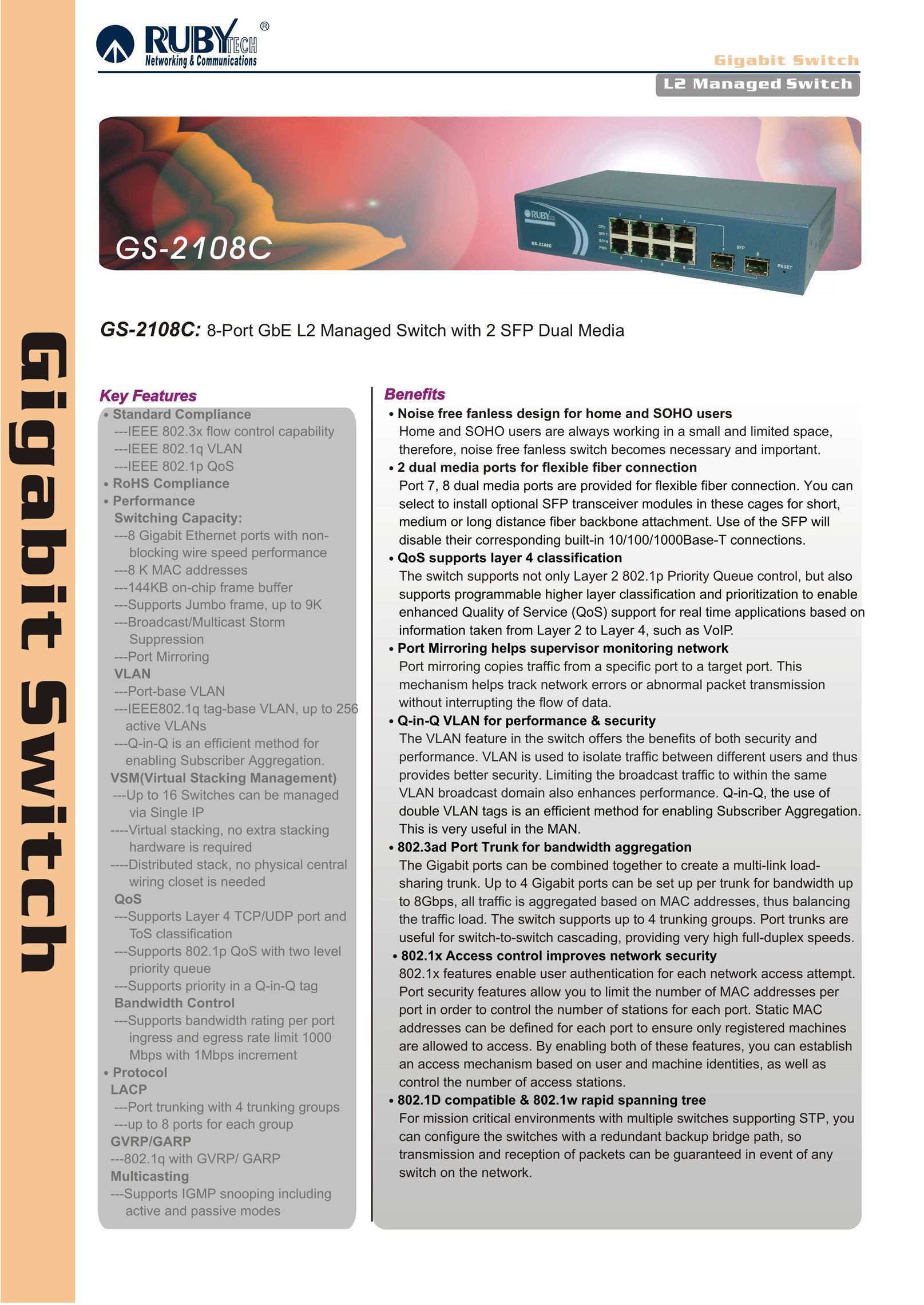Ruby Tech GS-2108C Switch User Manual