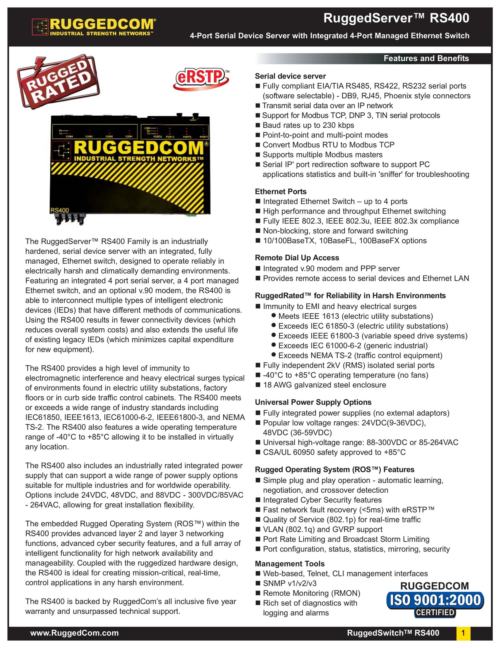 RuggedCom RS400 Switch User Manual