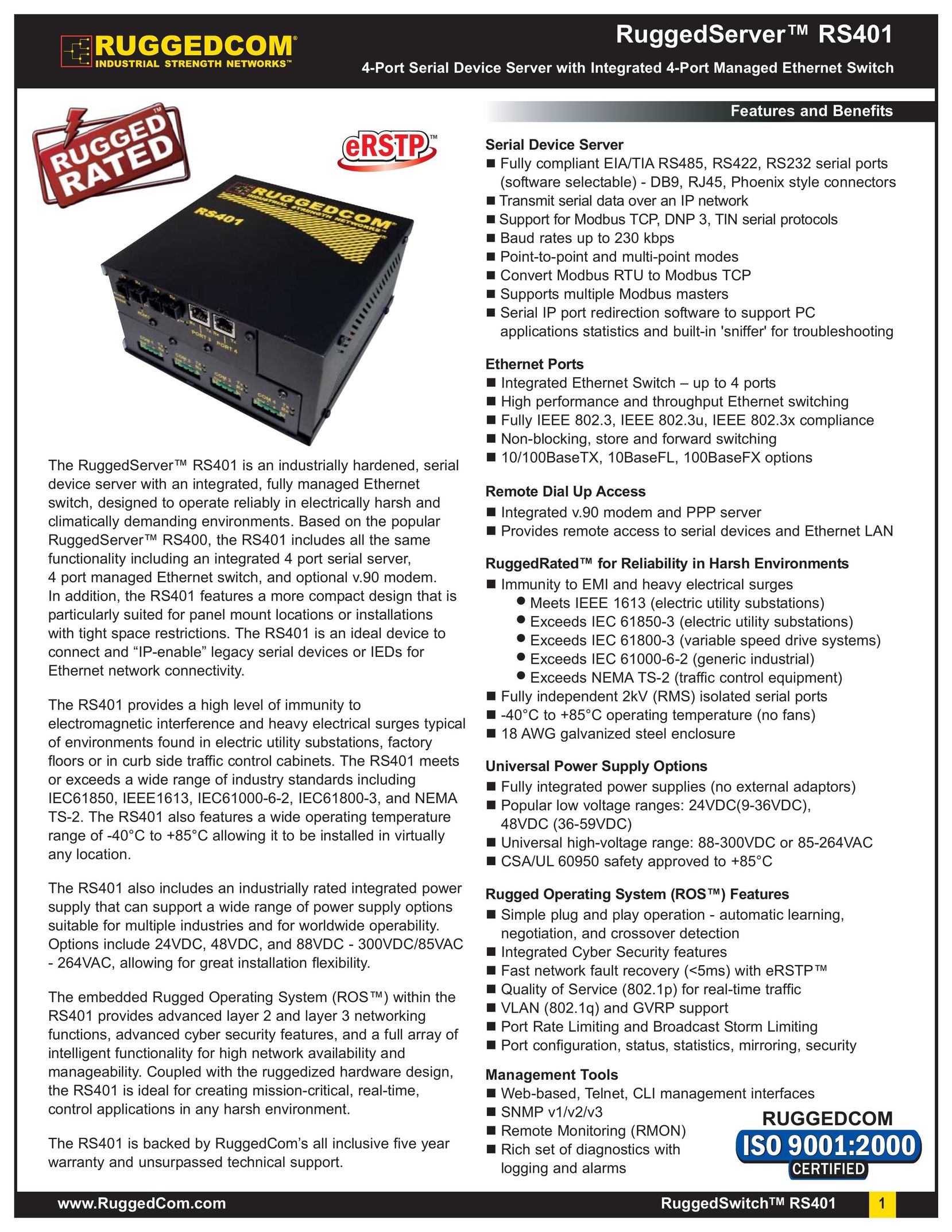 RuggedCom RS401 Switch User Manual