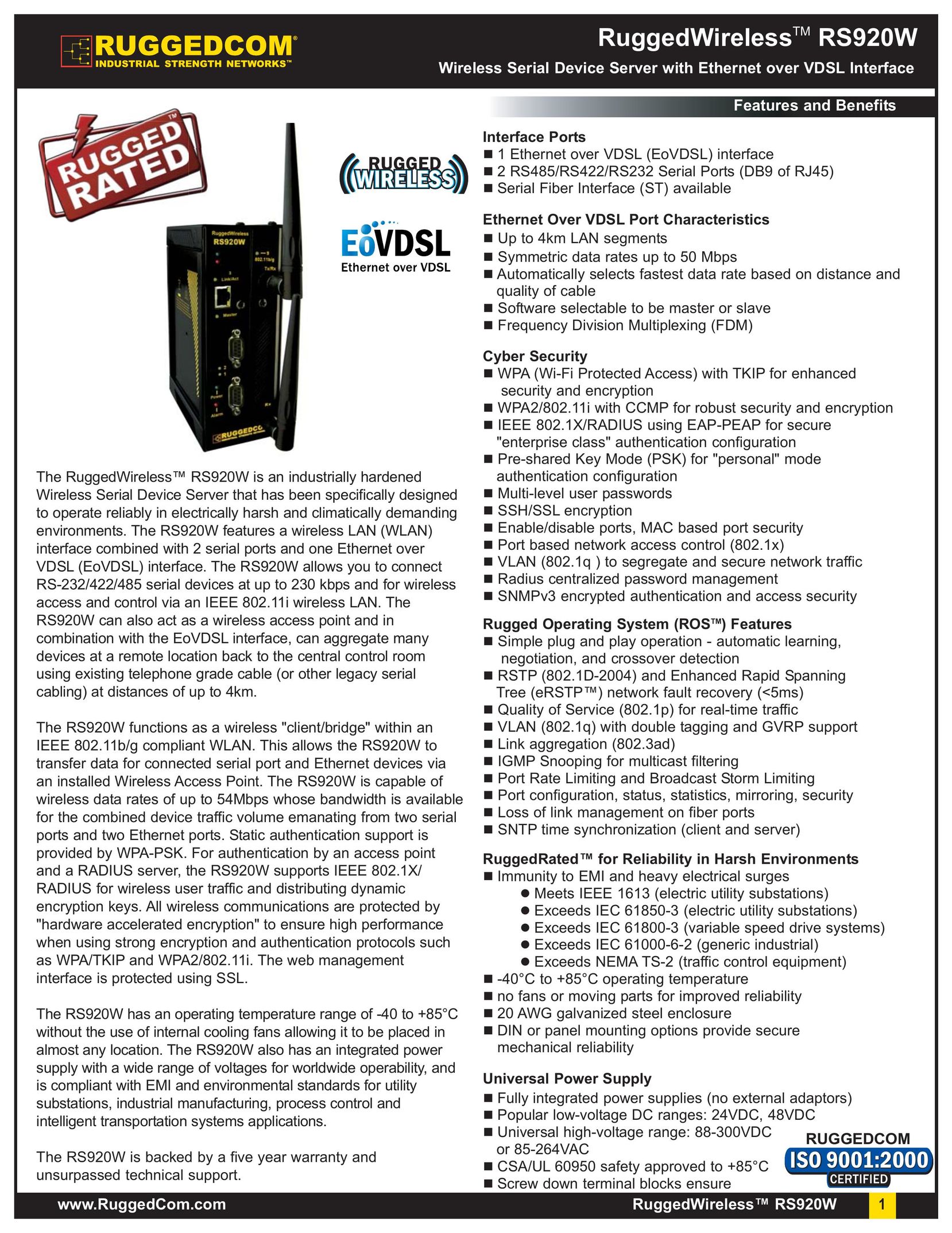 RuggedCom RS920W Switch User Manual