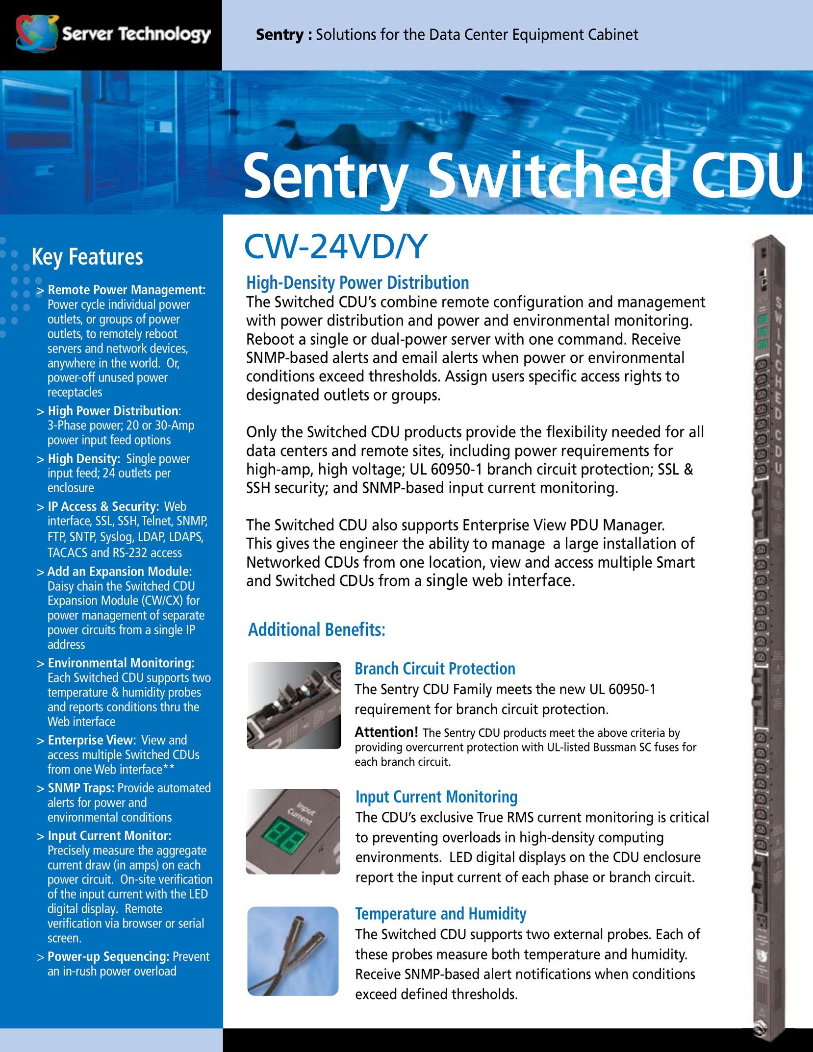 Server Technology CDU CW-24VD Switch User Manual