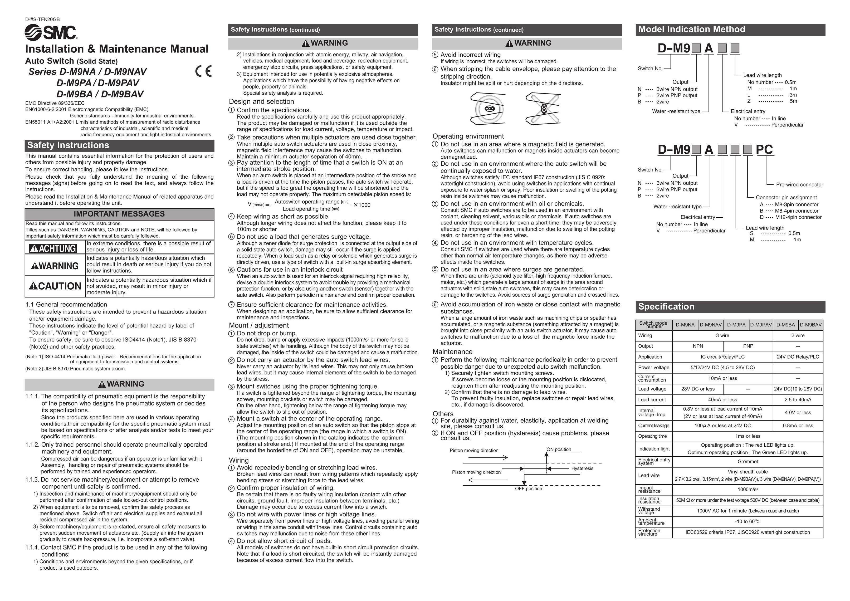 Sierra Monitor Corporation D-M9BAV Switch User Manual