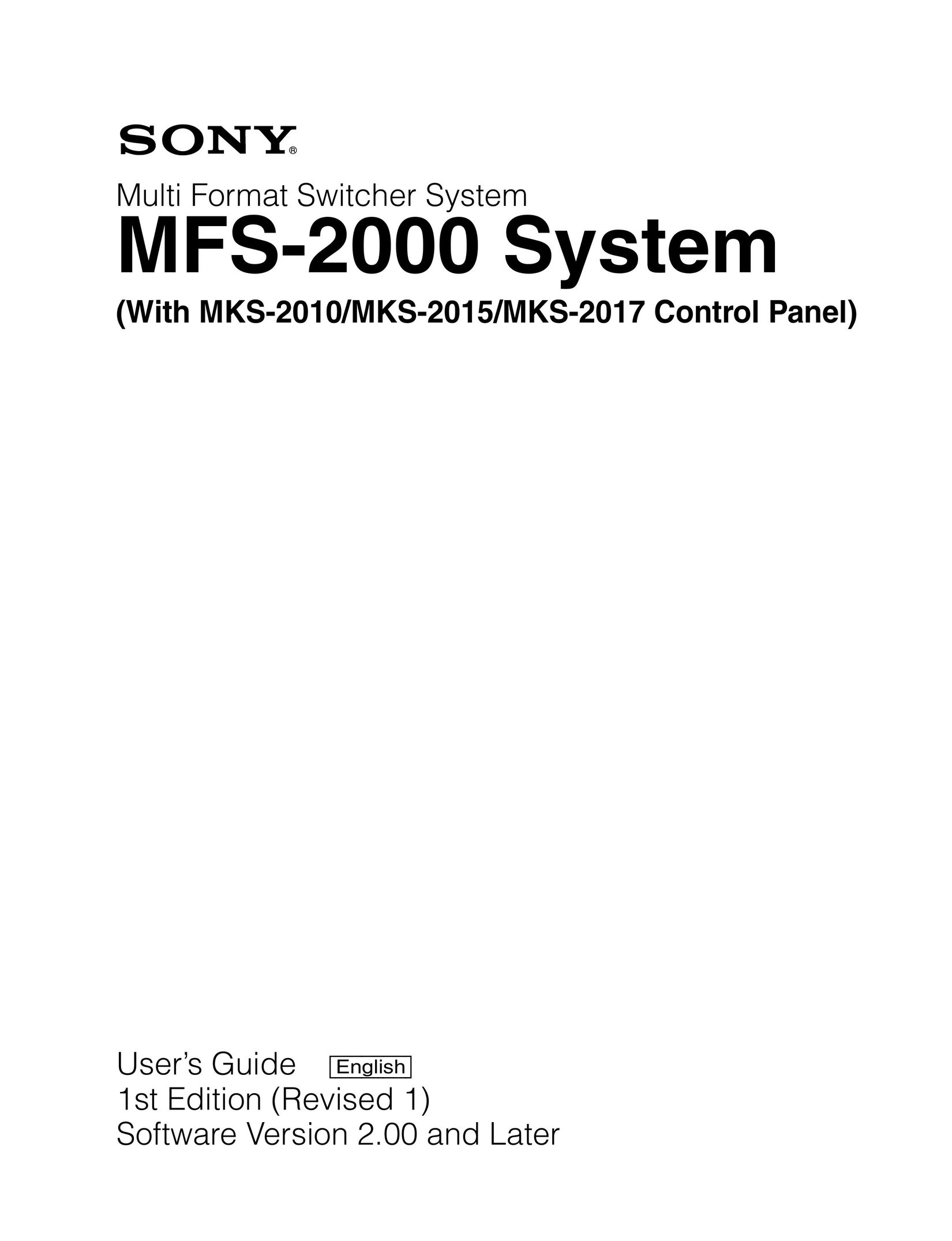 Sony MKS-2010 Switch User Manual