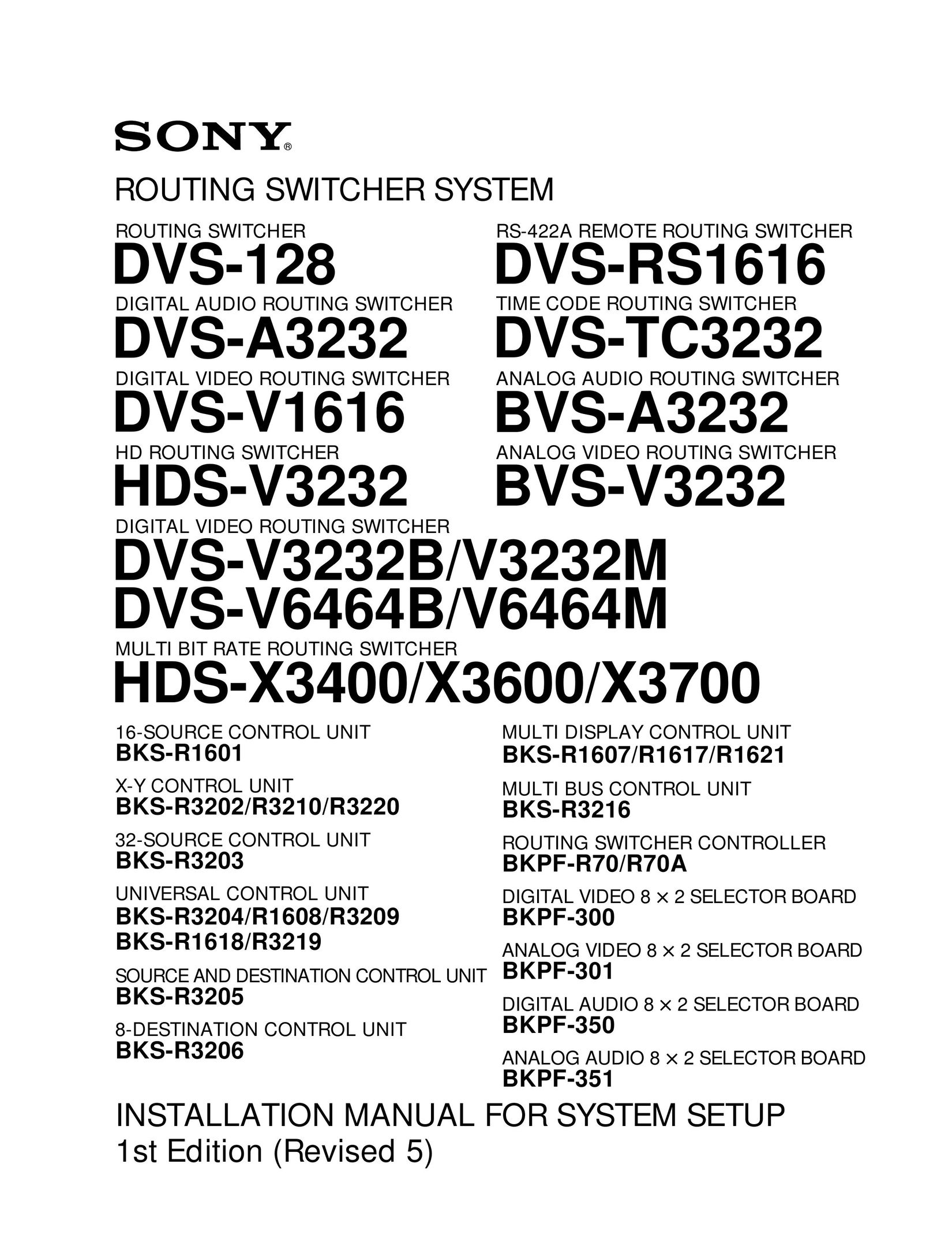 Sony RS-422A Switch User Manual