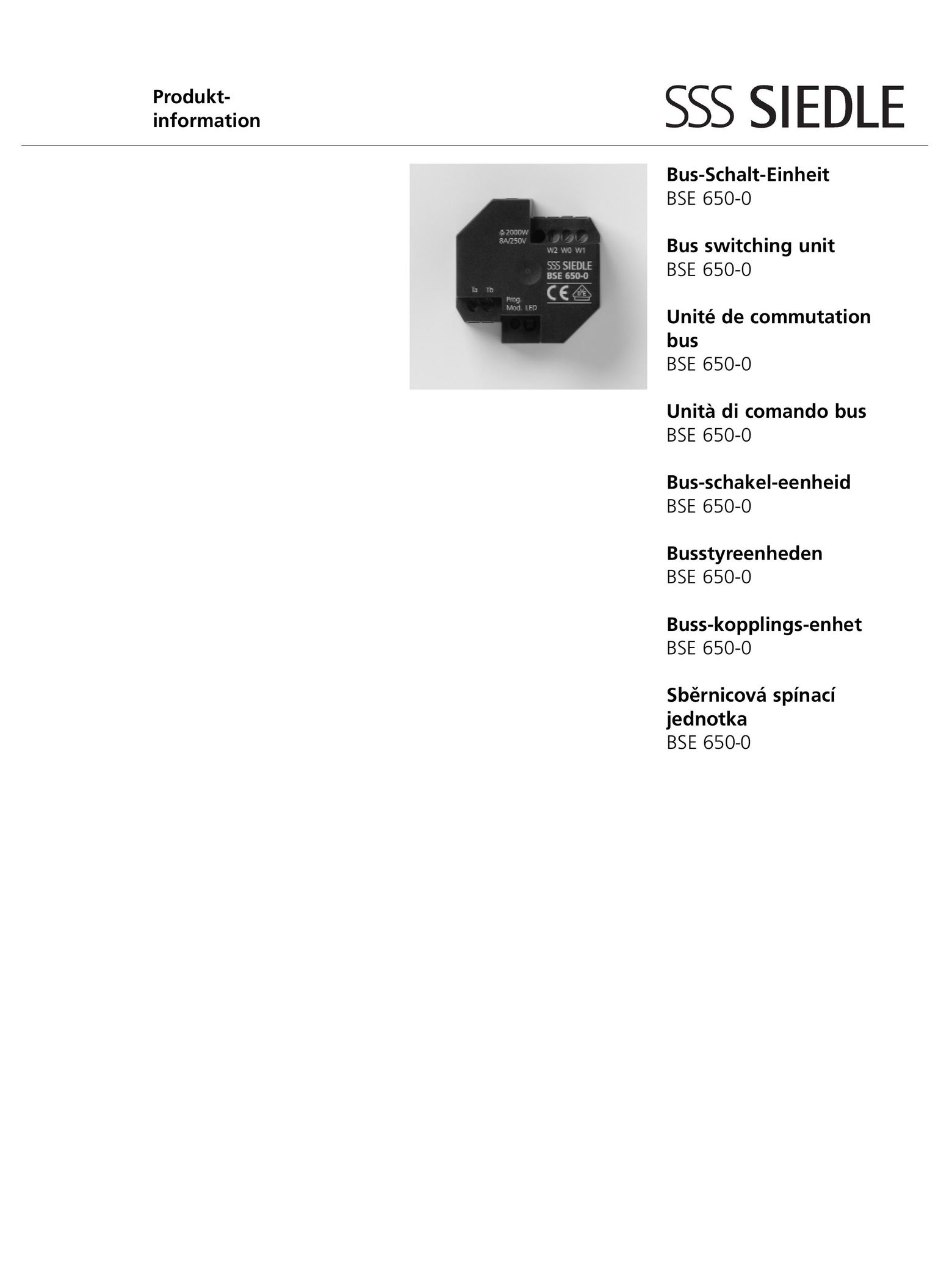 SSS BSE 650-0 Switch User Manual