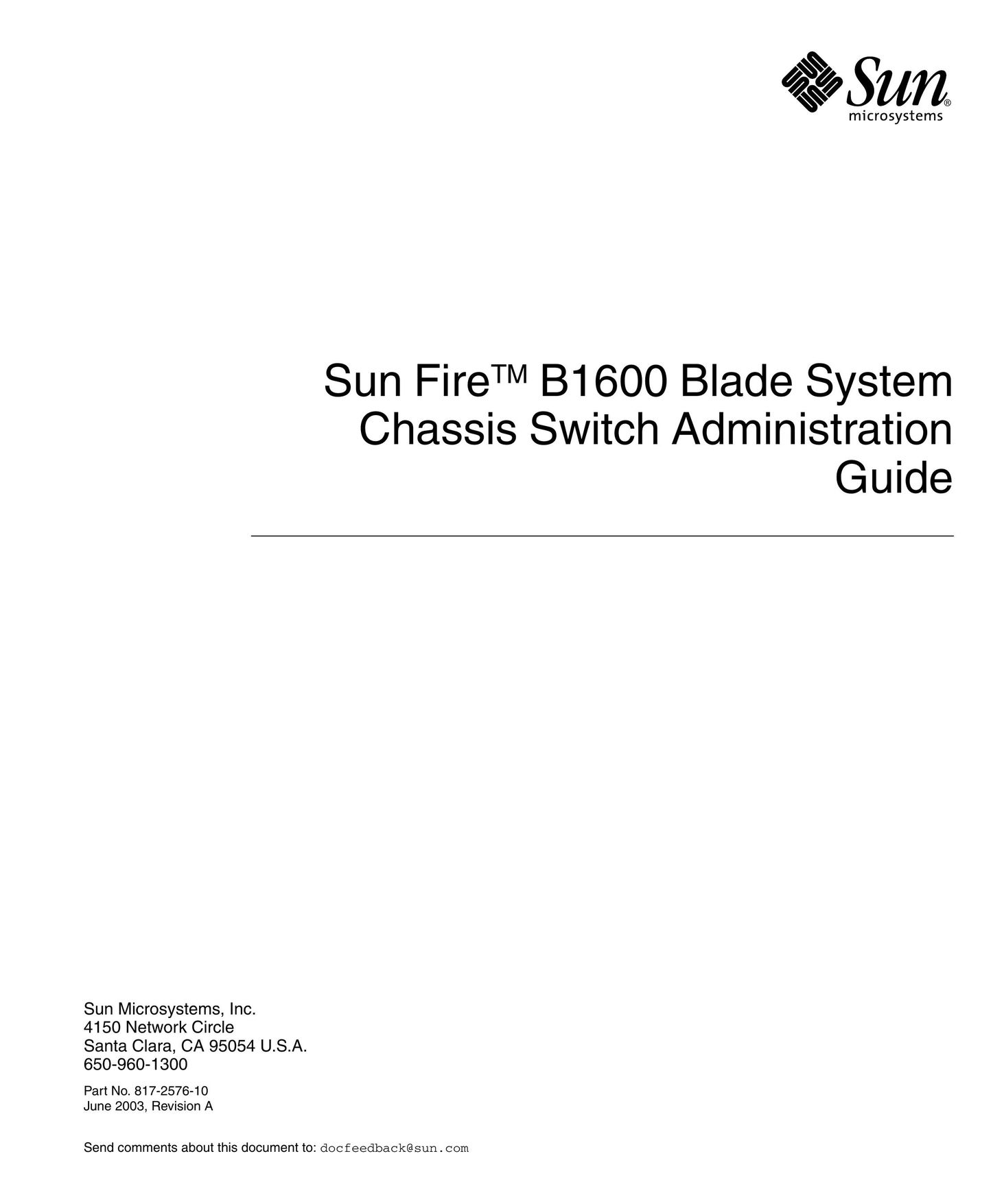 Sunfire B1600 Switch User Manual