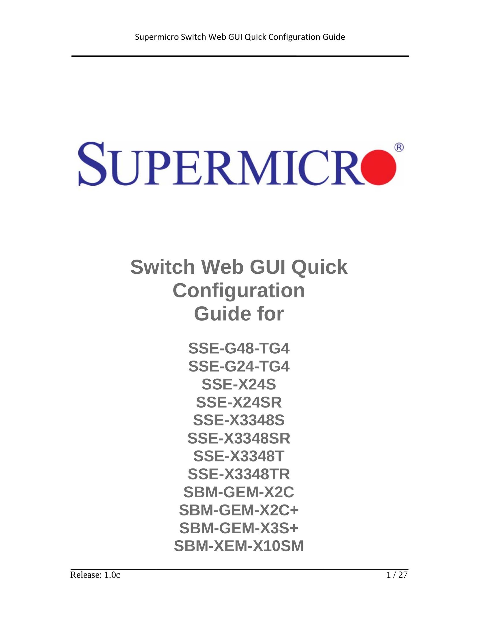 SUPER MICRO Computer SSE-X24SR Switch User Manual