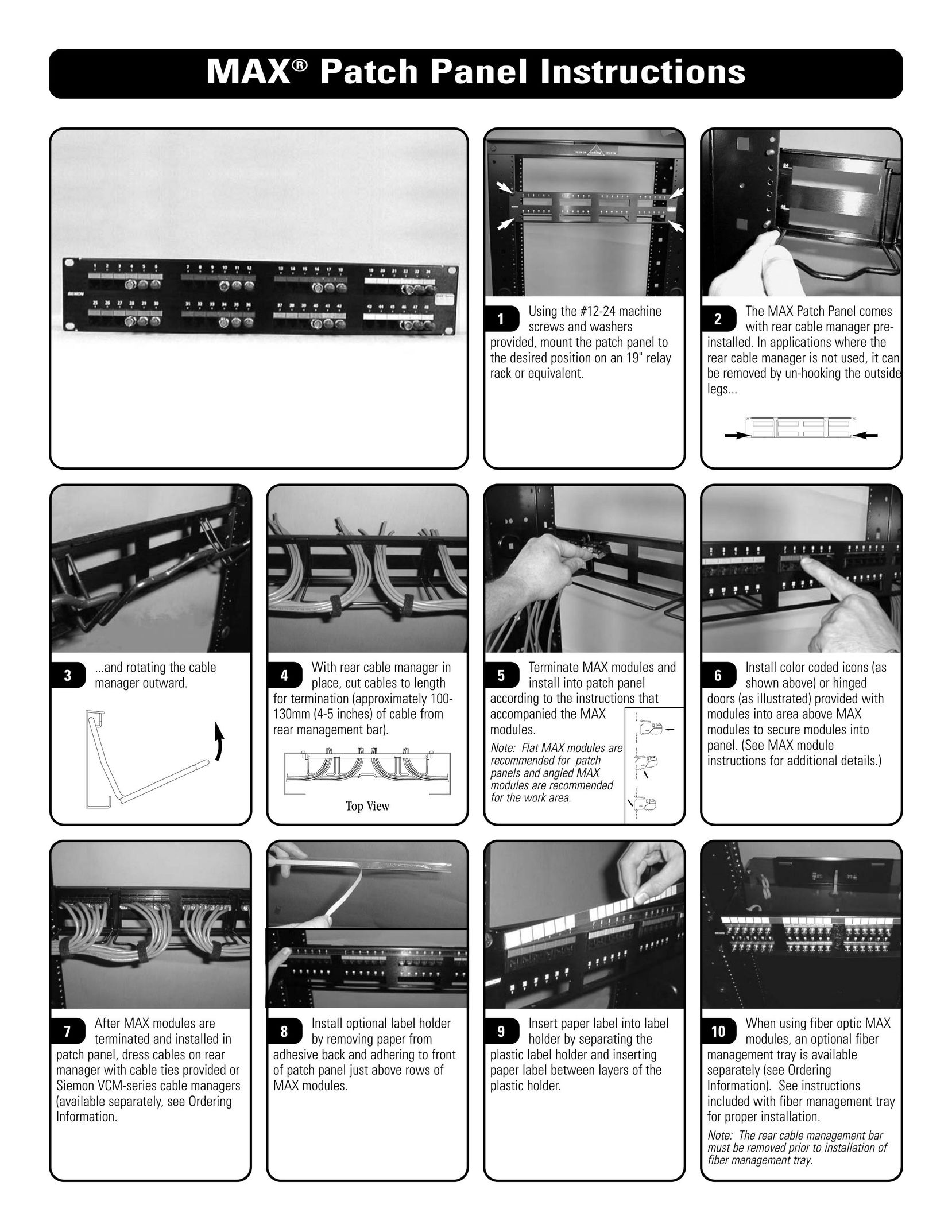 The Siemon Company MAX Patch Panel Switch User Manual