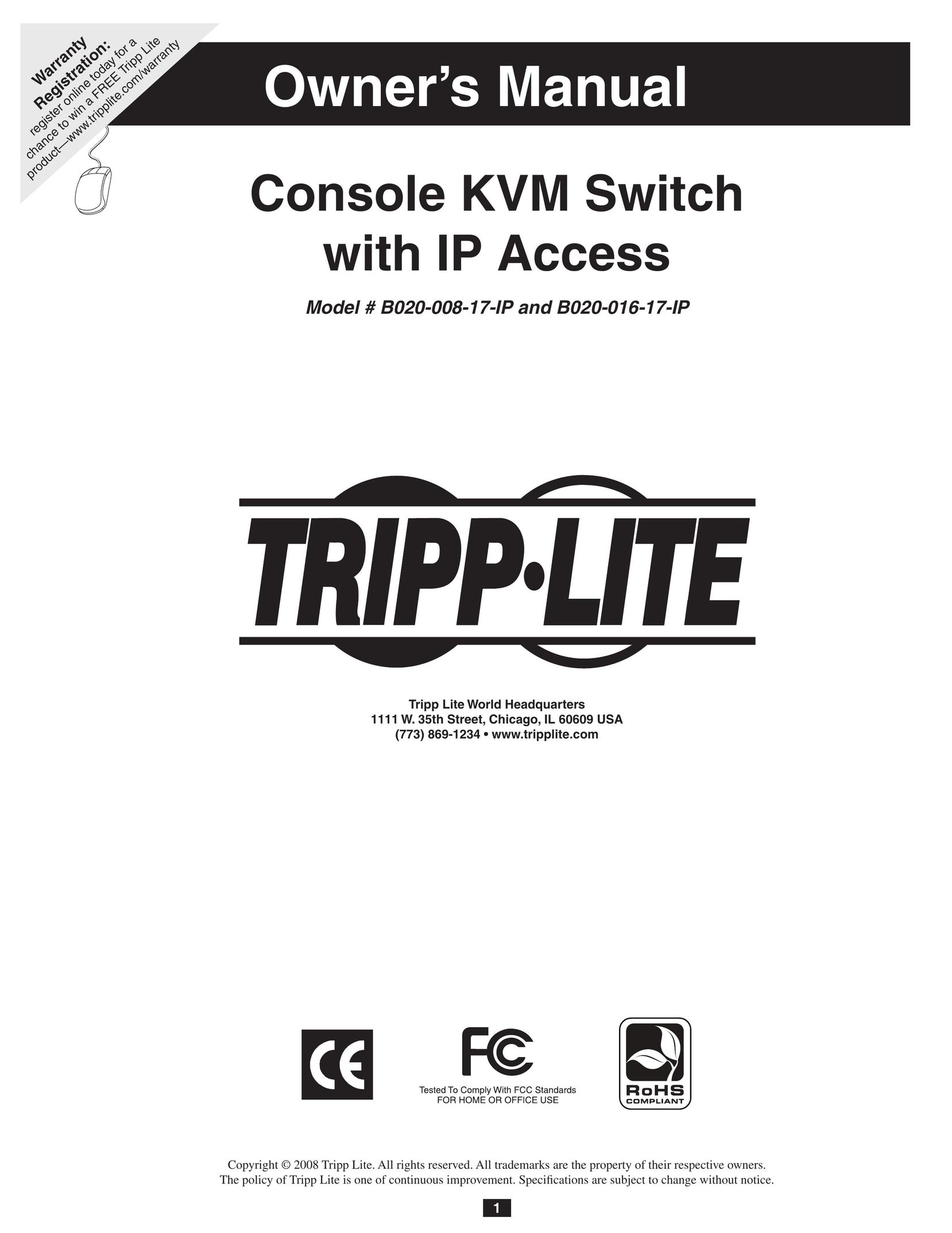 Tripp Lite B020-016-17-IP Switch User Manual