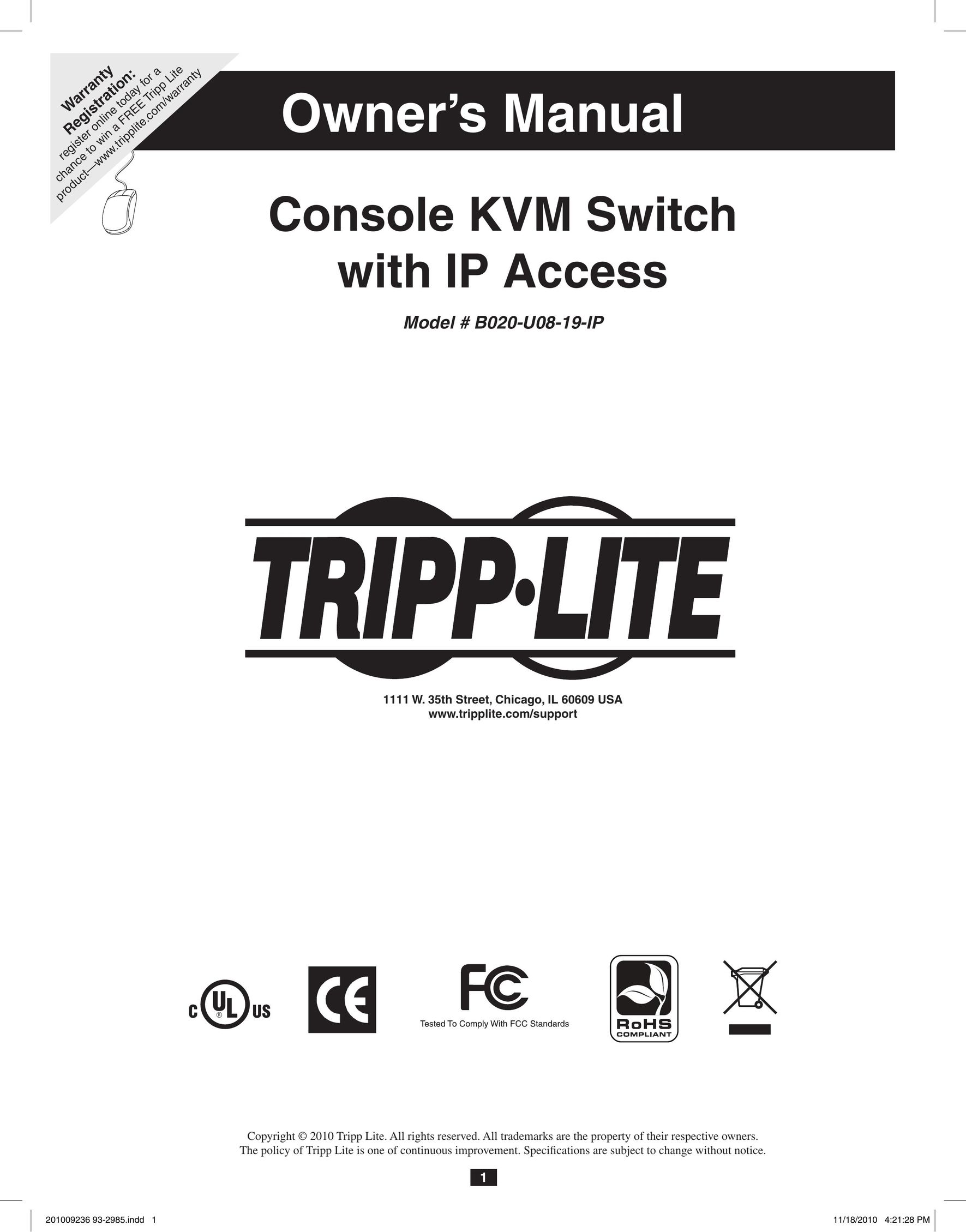 Tripp Lite B020-U08-19-IP Switch User Manual