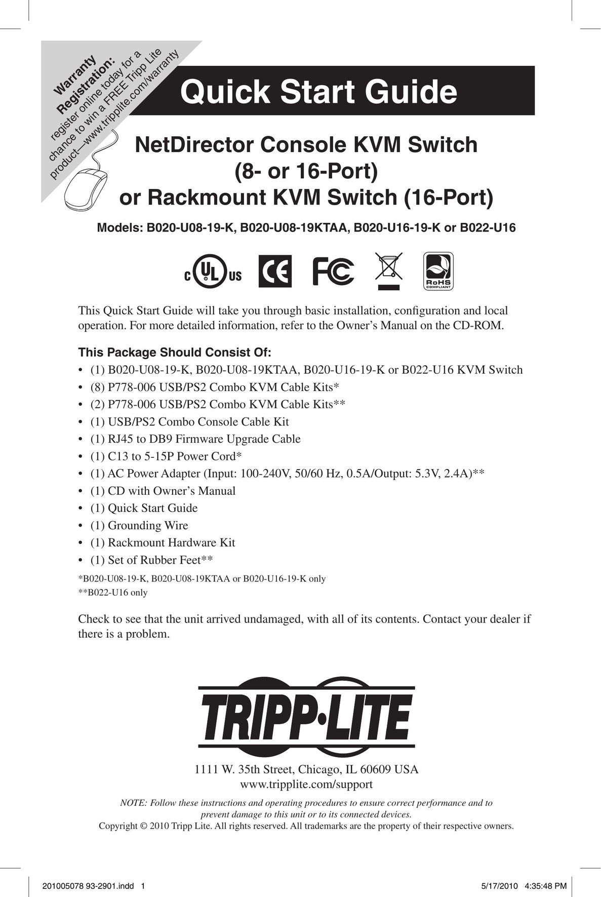 Tripp Lite B022-U16KVM Switch User Manual
