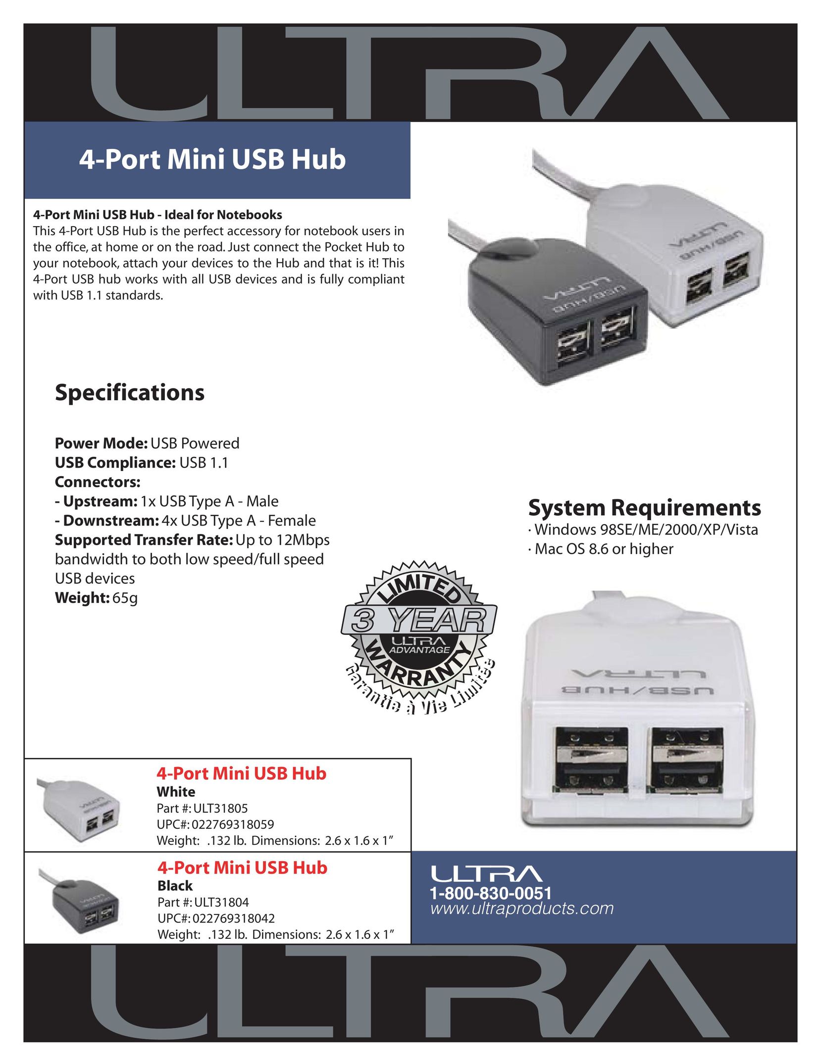 Ultra Products ULT31805 Switch User Manual