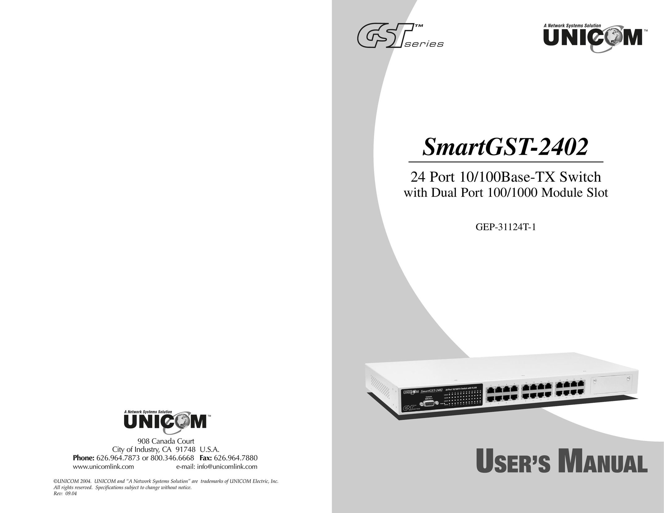 UNICOM Electric GST-2402 Switch User Manual