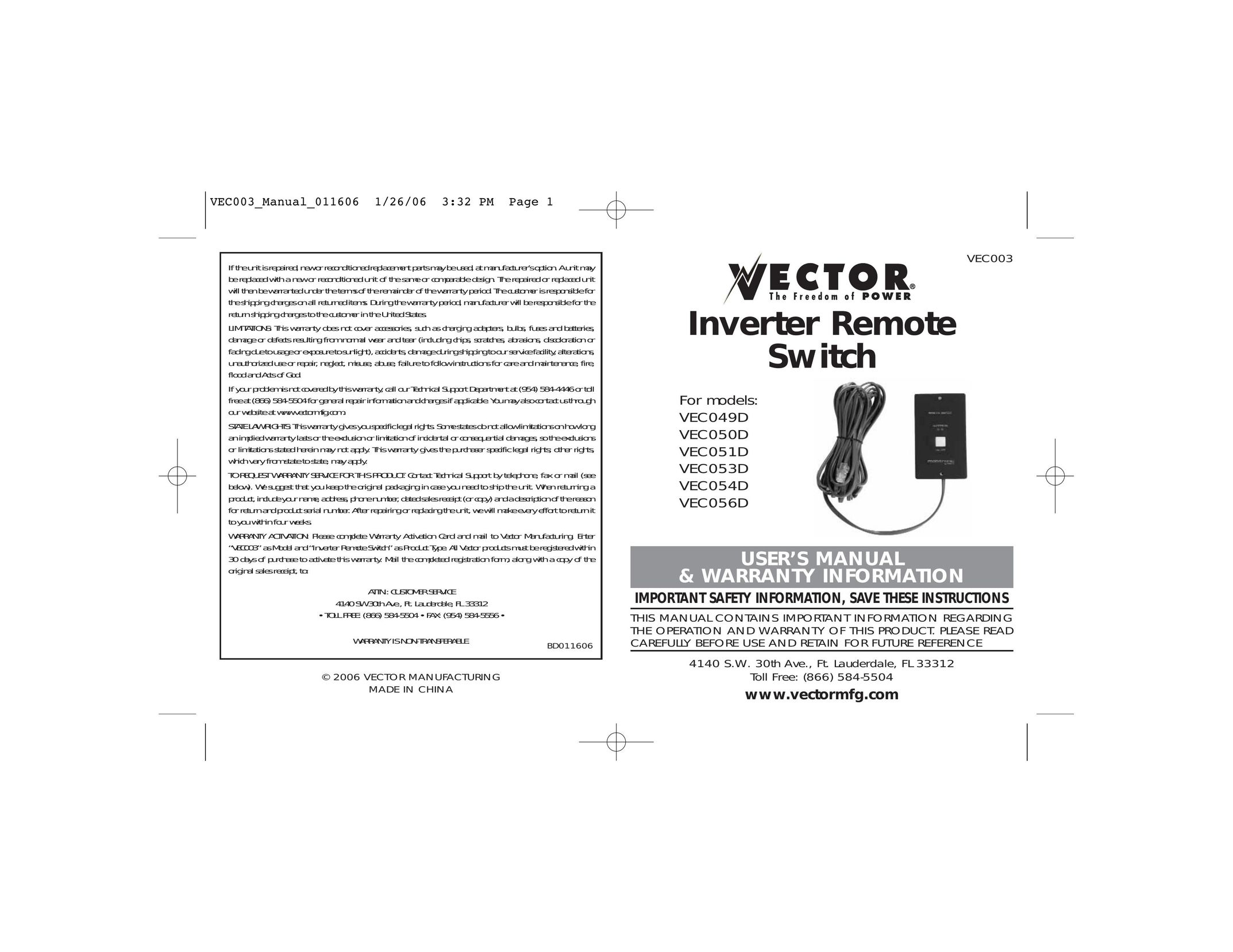 Vector VEC050D Switch User Manual