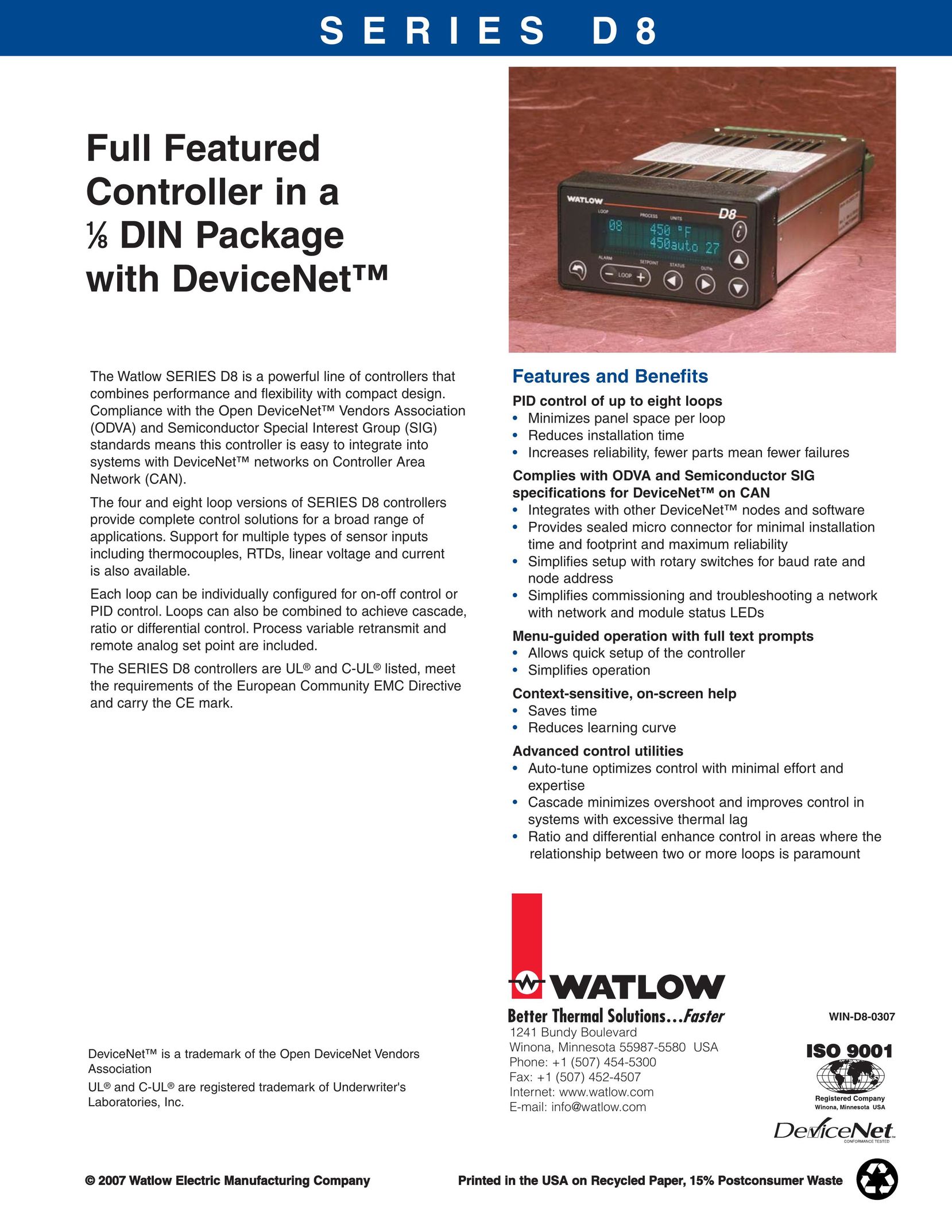 Watlow Electric Series D8 Switch User Manual